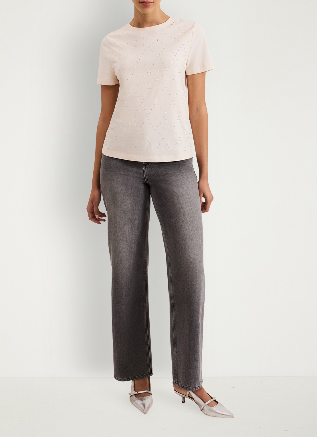 Phase Eight Jada t-shirt met studs - voorkant 2 wit