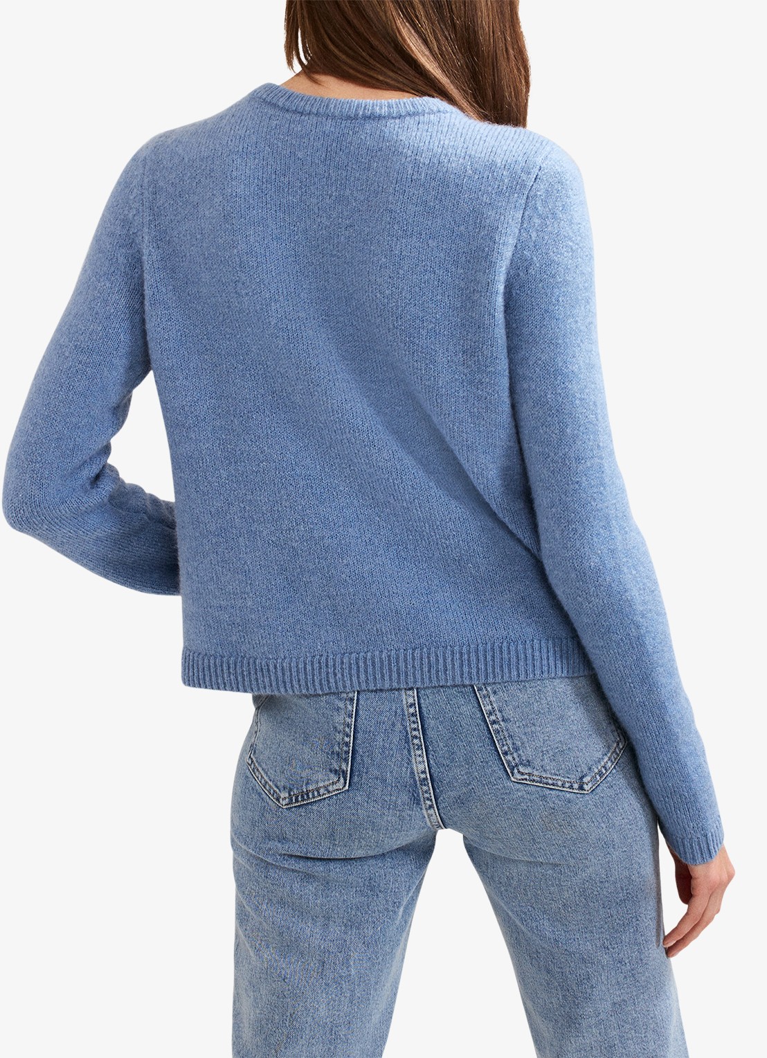 Phase Eight Jade fijngebreid vest met steekzakken - achterkant 8 donkerblauw