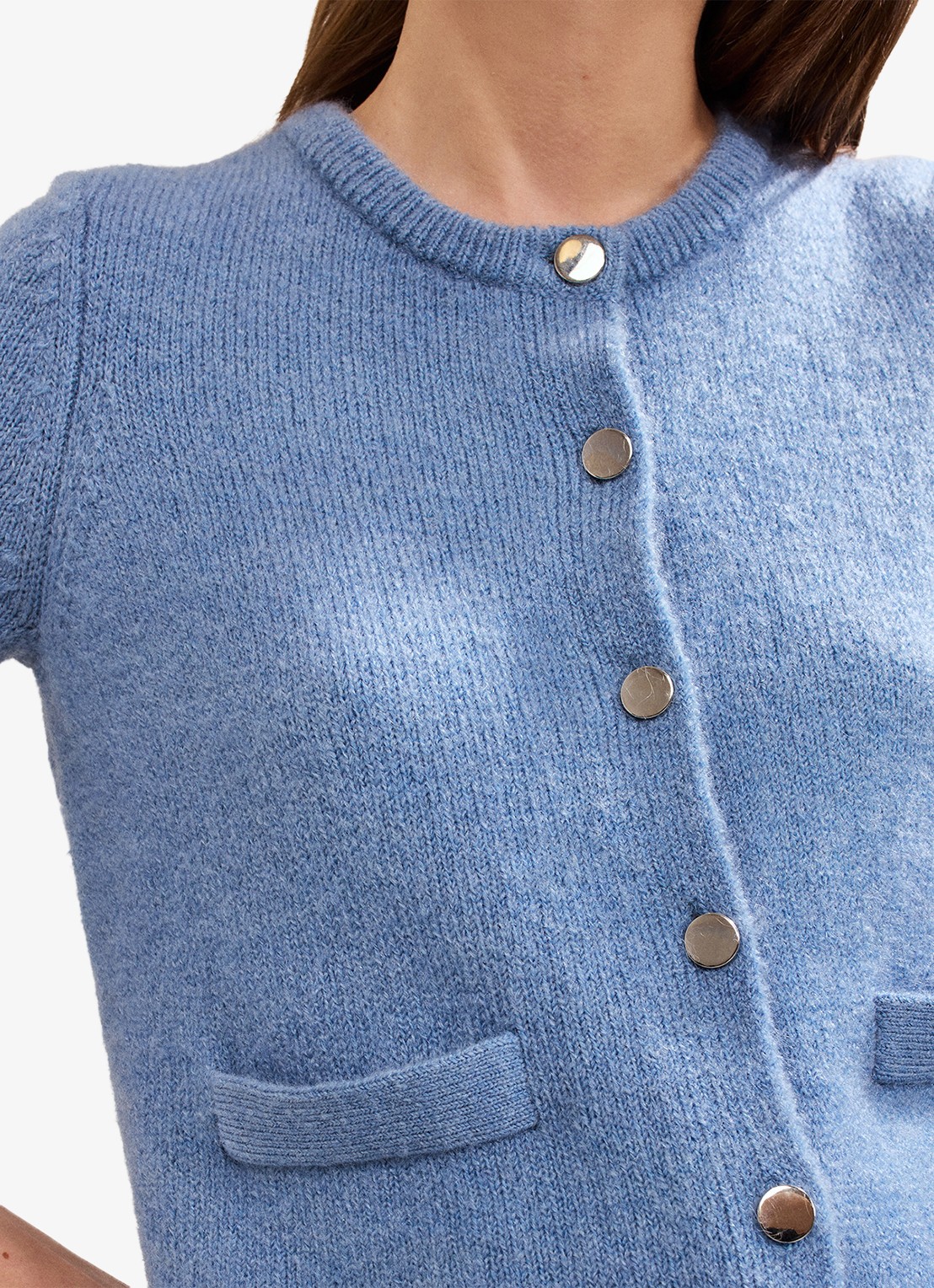 Phase Eight Jade fijngebreid vest met steekzakken - detail 2 donkerblauw