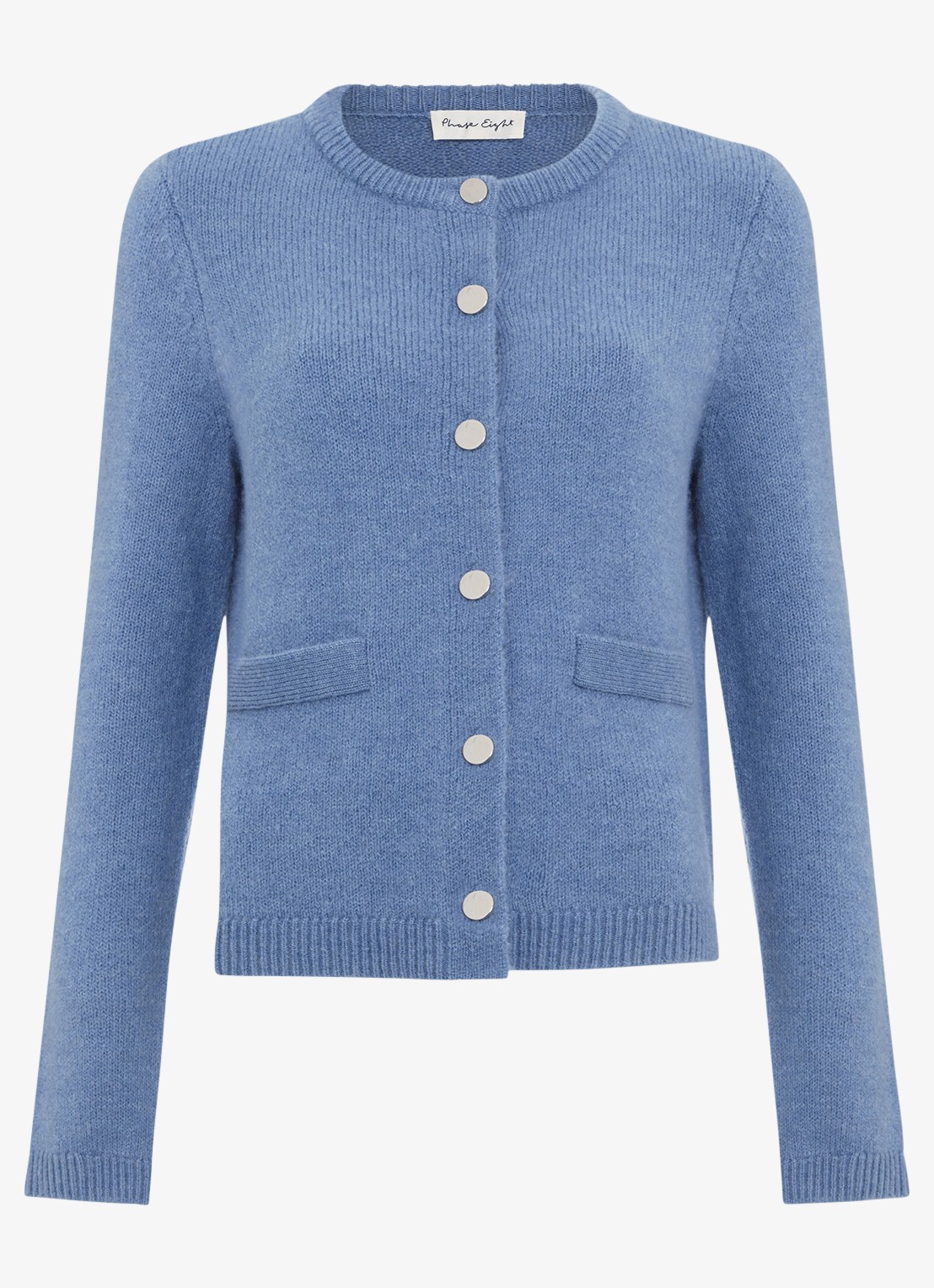Phase Eight Jade fijngebreid vest met steekzakken - voorkant 6 donkerblauw