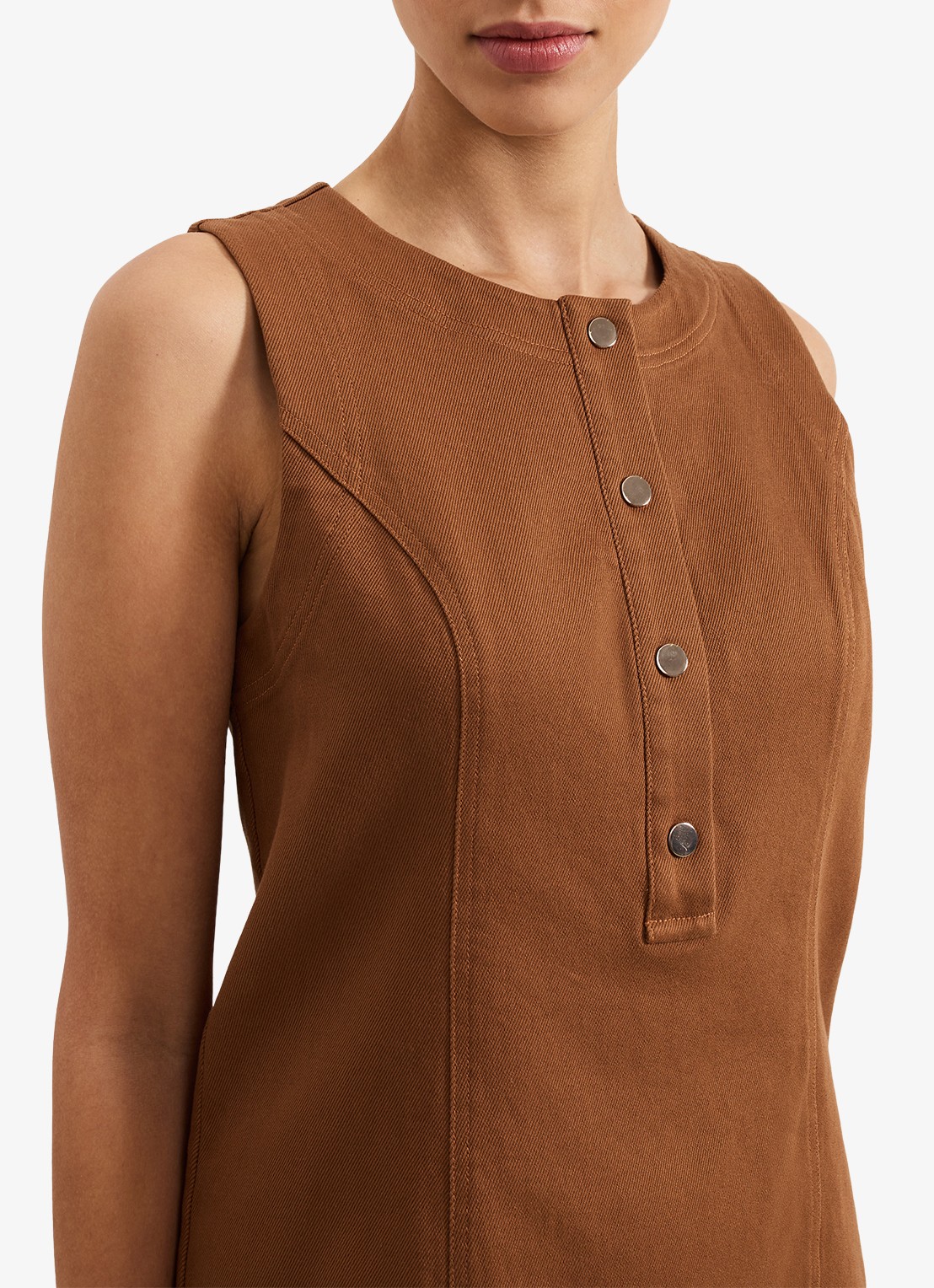 Phase Eight Janah mouwloze mini jurk van katoen - detail 5 roestbruin