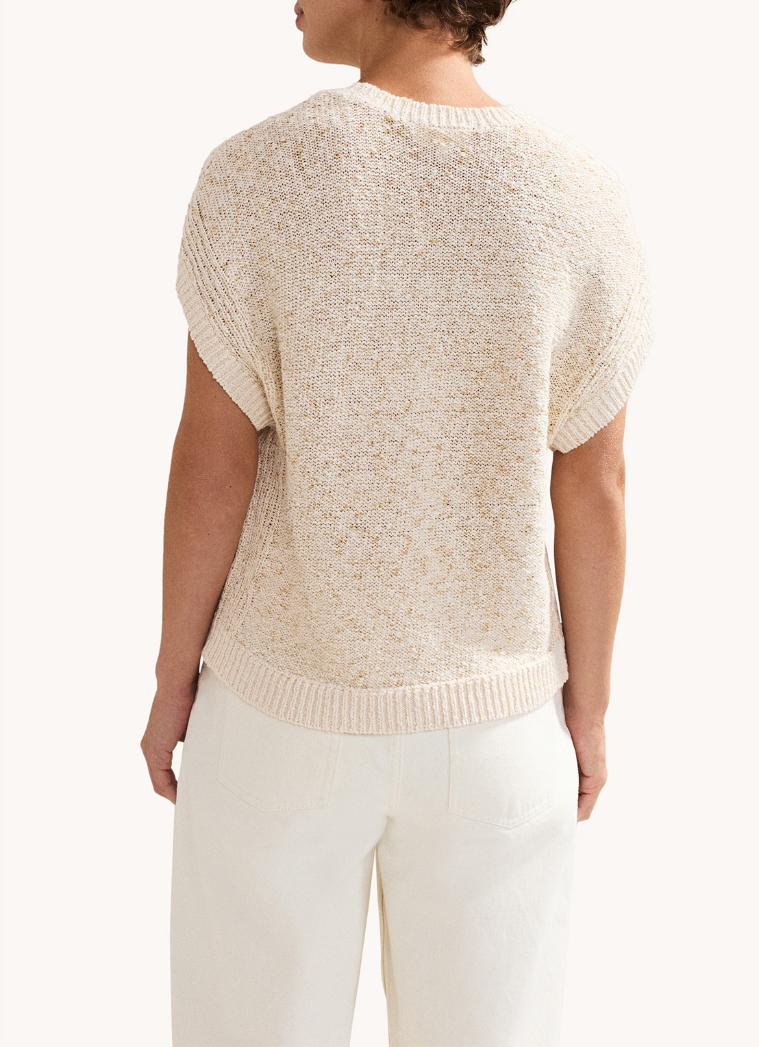 Phase Eight Janet grofgebreide pullover met structuur - achterkant 3 creme
