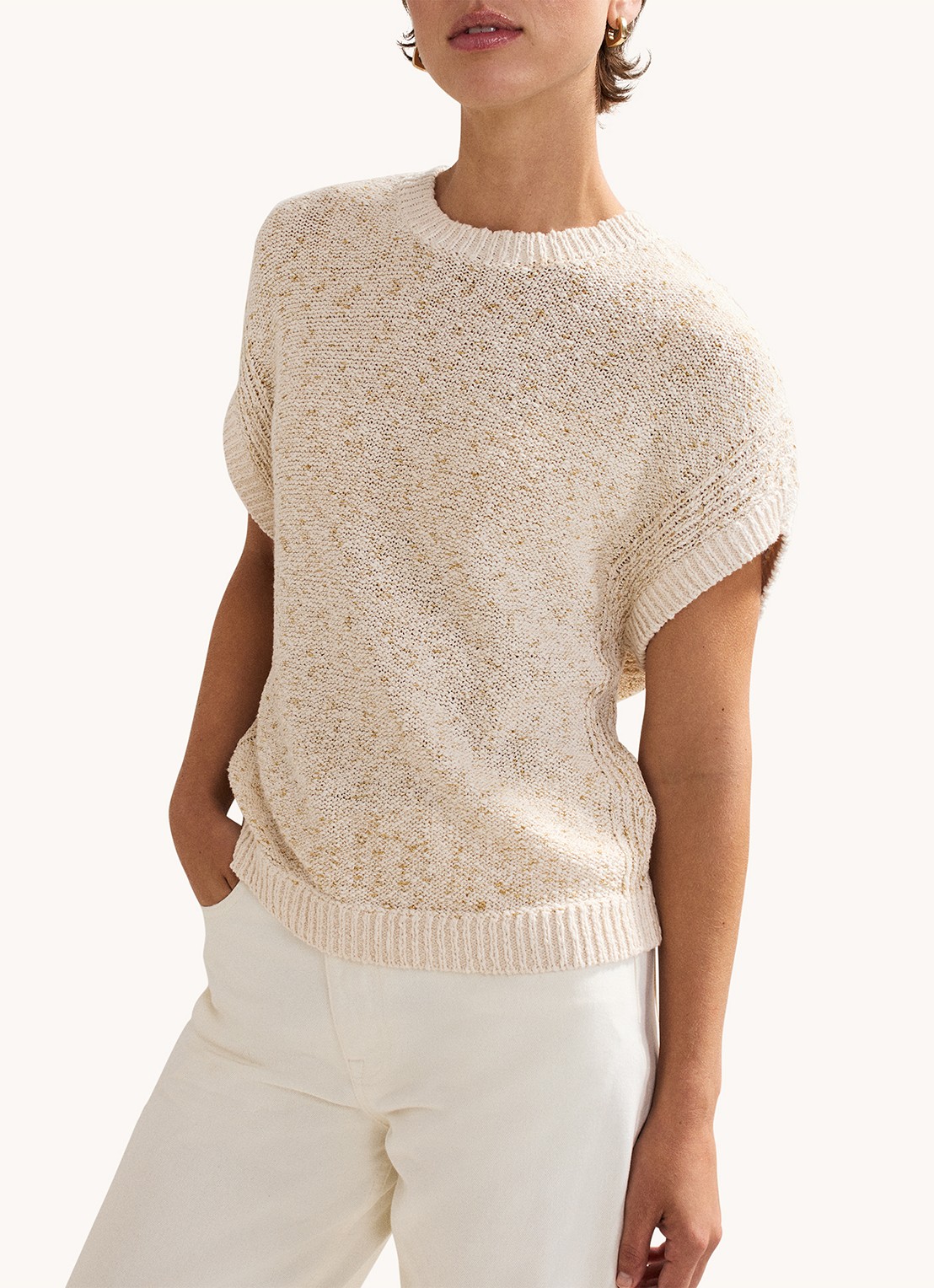 Phase Eight Janet grofgebreide pullover met structuur - detail 4 creme