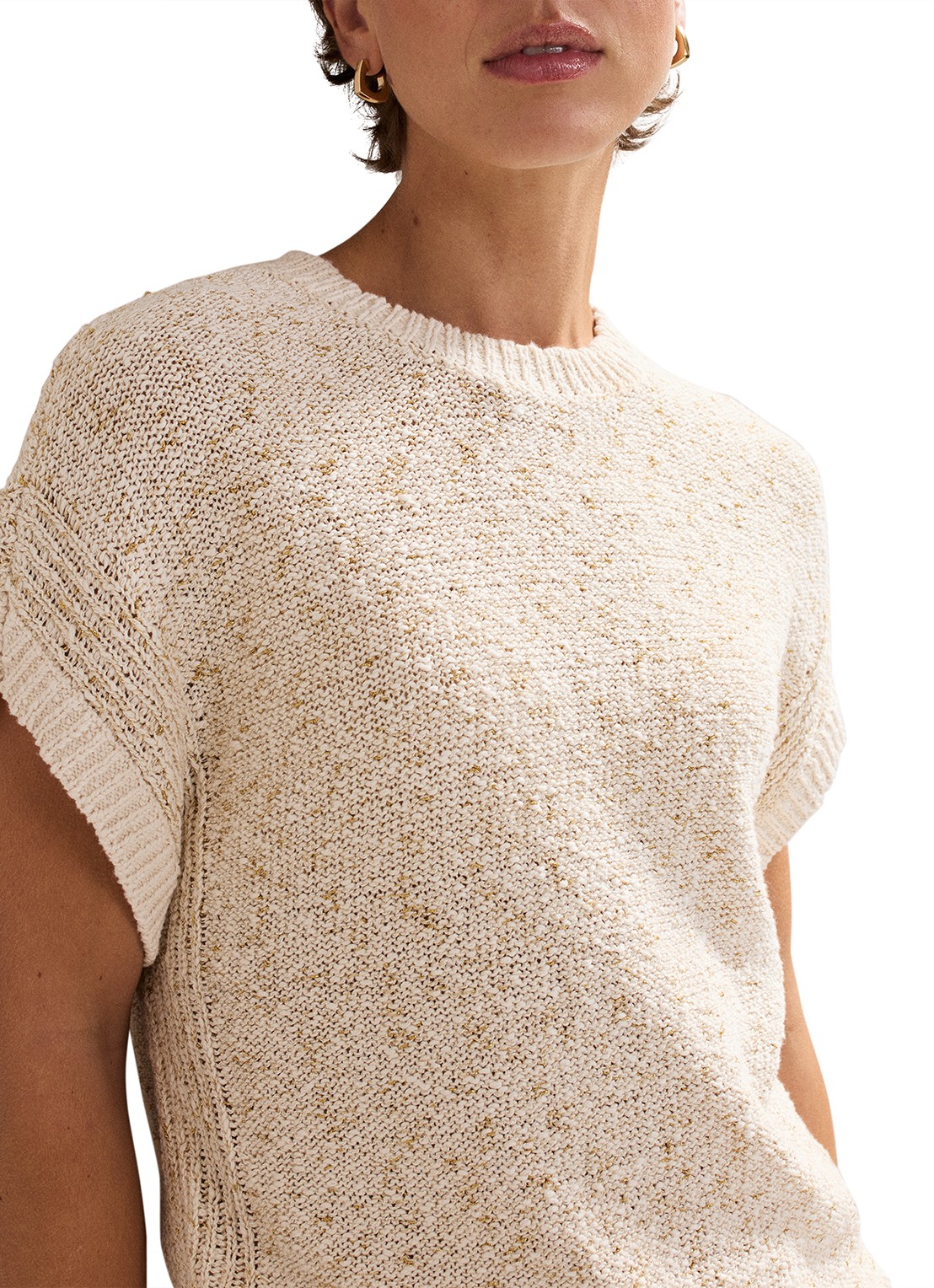 Phase Eight Janet grofgebreide pullover met structuur - detail 5 creme