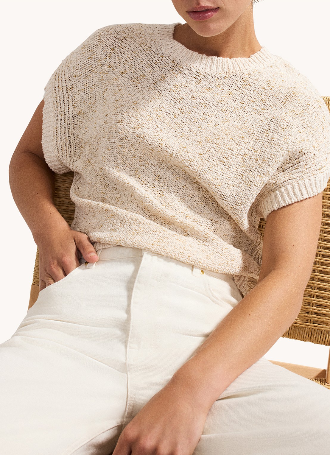Phase Eight Janet grofgebreide pullover met structuur - detail 6 creme
