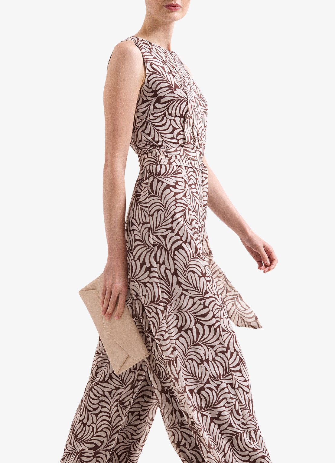 Phase Eight Janine wide fit jumpsuit met bloemenprint - detail 4 lichtbruin