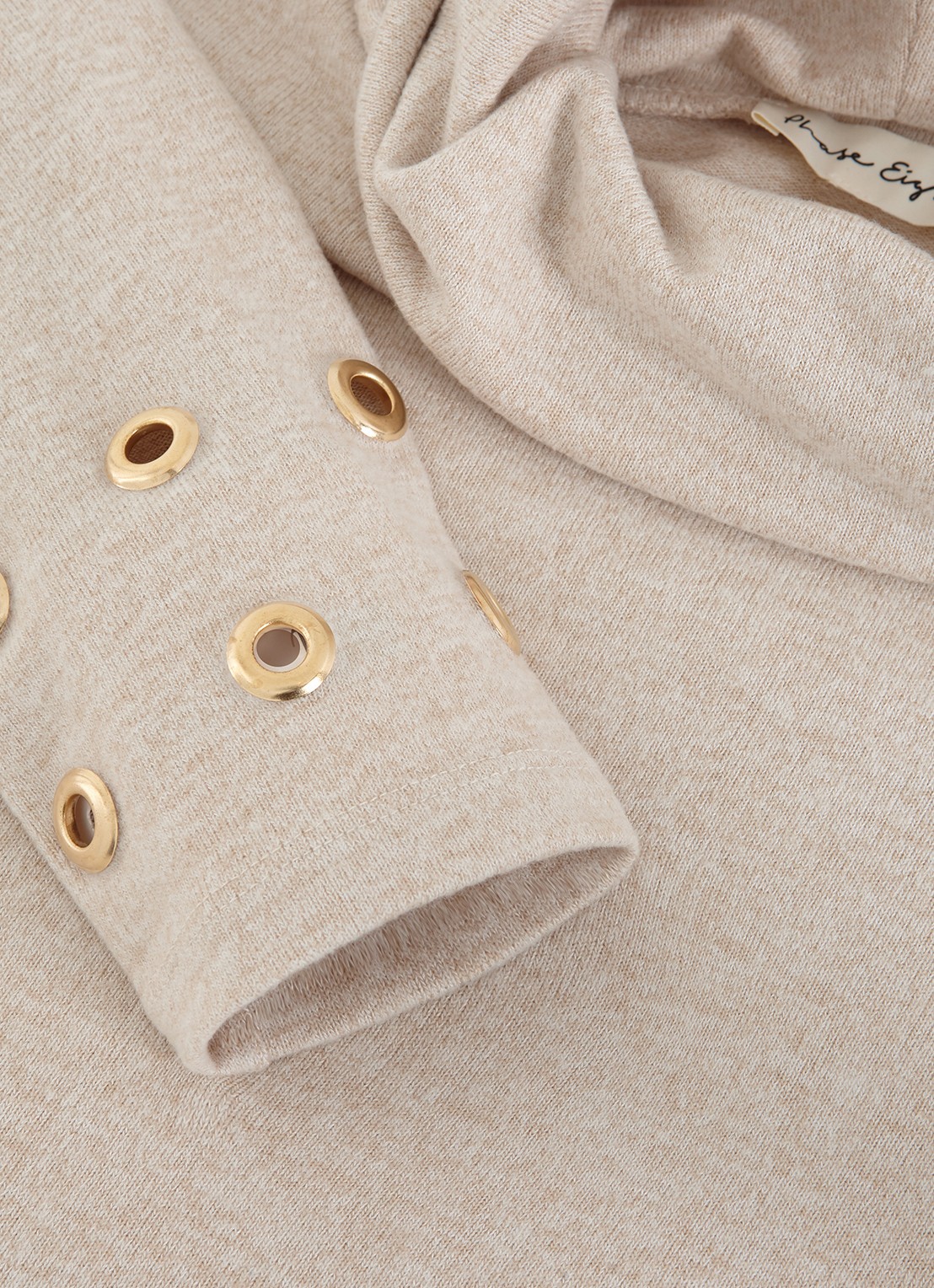 Phase Eight Jennie fijngebreide trui met opstaande kraag - detail 8 beige
