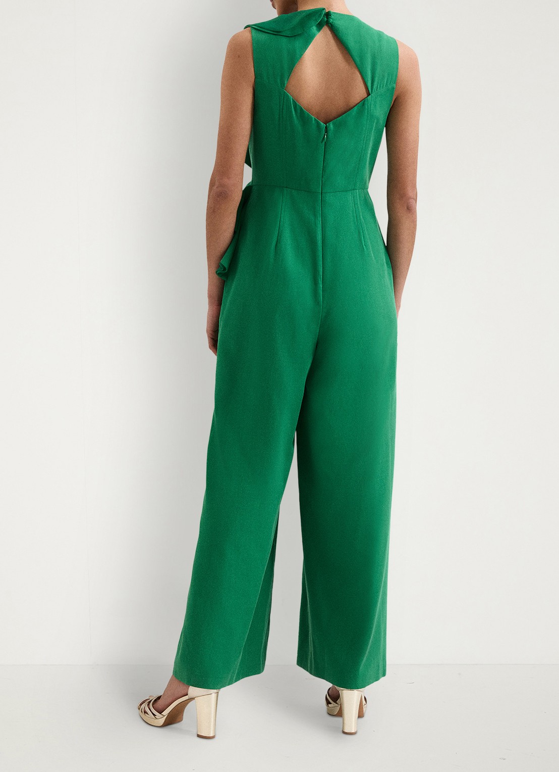 Phase Eight Jillian wide leg jumpsuit met gedrapeerd detail - achterkant zeegroen
