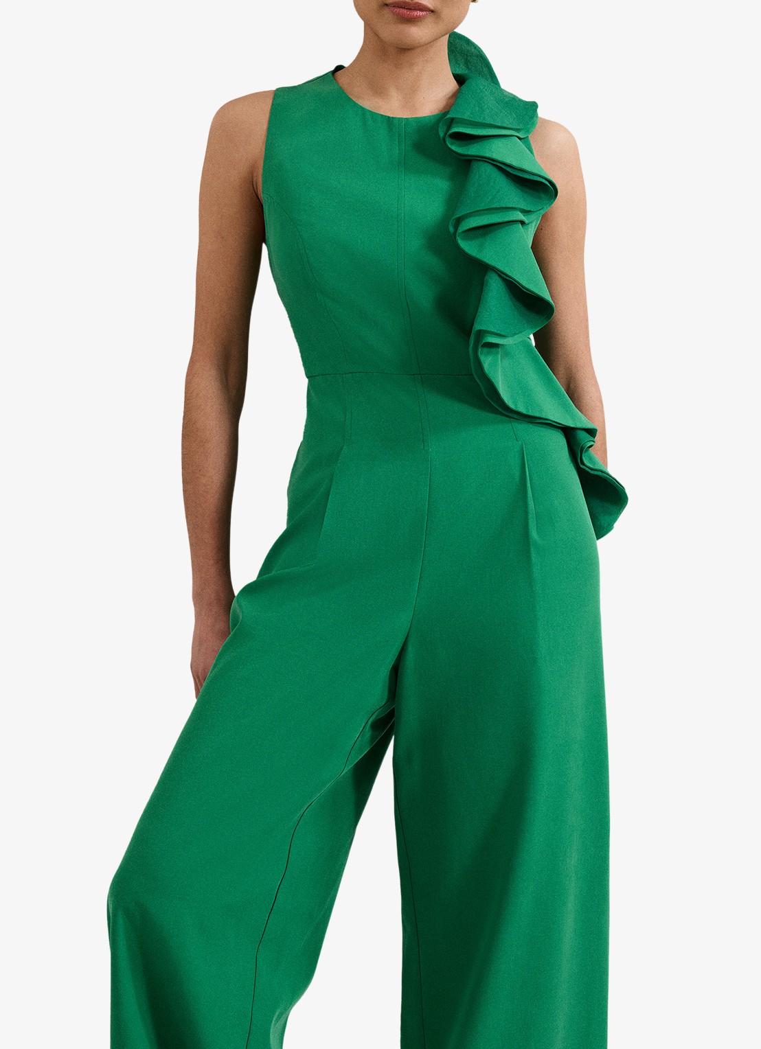 Phase Eight Jillian wide leg jumpsuit met gedrapeerd detail - detail 4 zeegroen