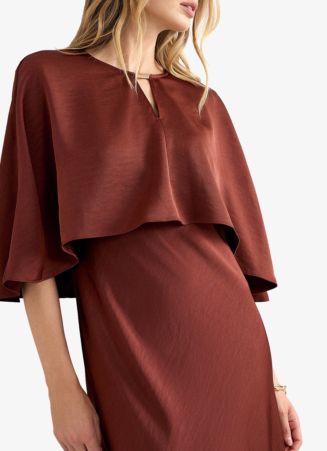 Phase Eight Joni midi jurk met gedrapeerd detail - detail 4 brons