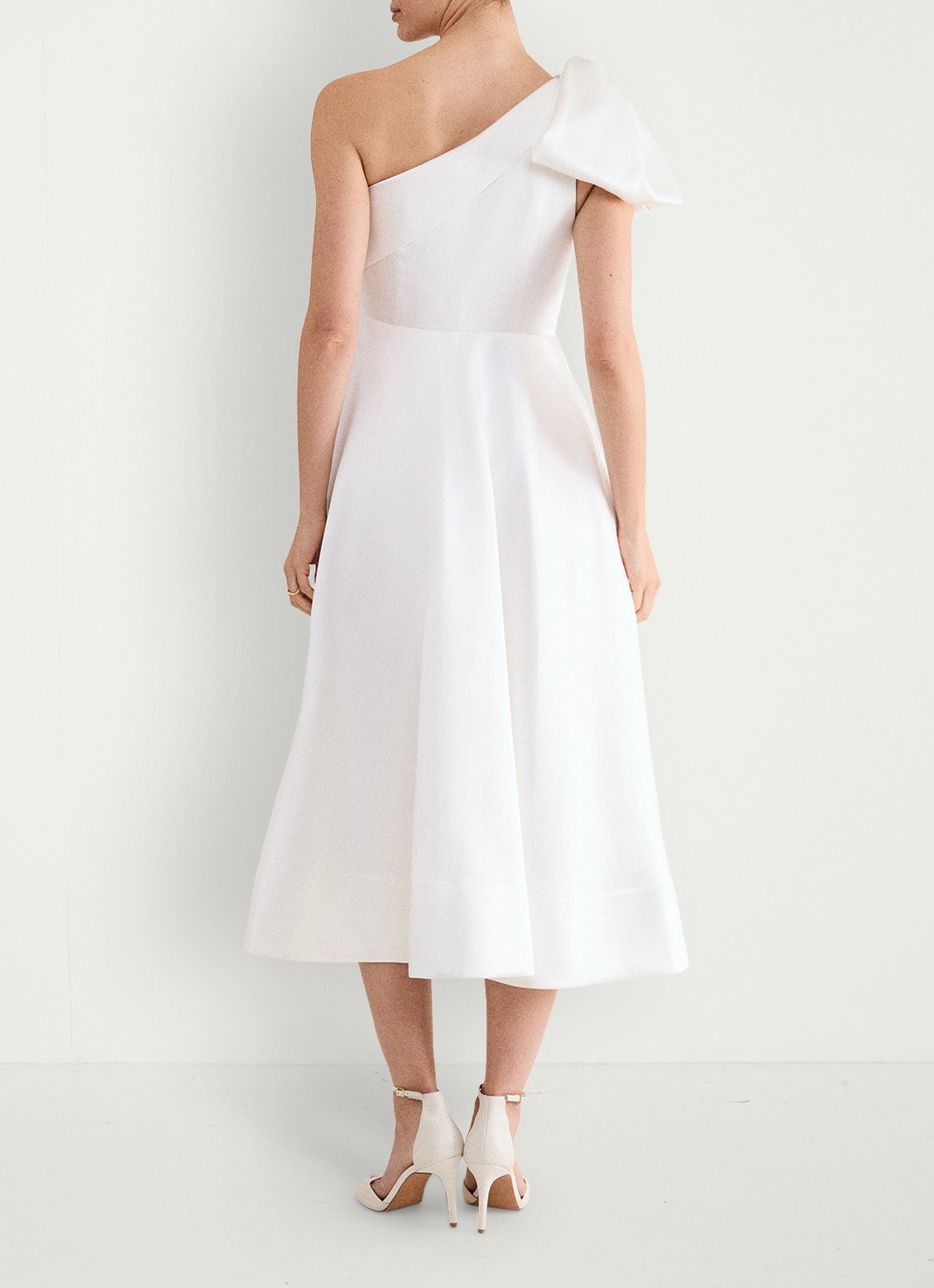 Phase Eight Josephine midi jurk met strikdetail - achterkant 8 gebroken wit