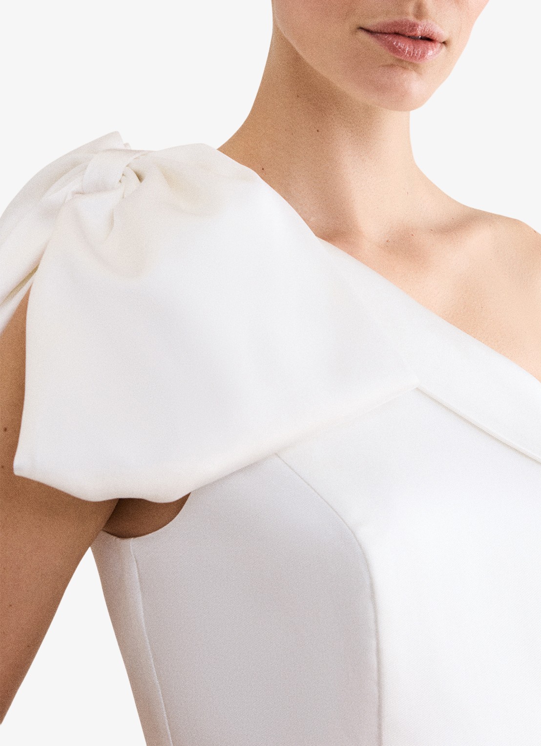 Phase Eight Josephine midi jurk met strikdetail - detail 4 gebroken wit