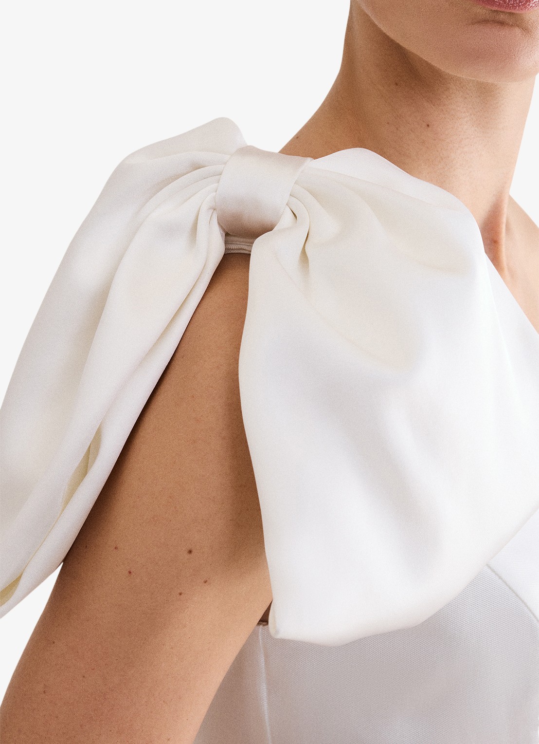 Phase Eight Josephine midi jurk met strikdetail - detail 6 gebroken wit
