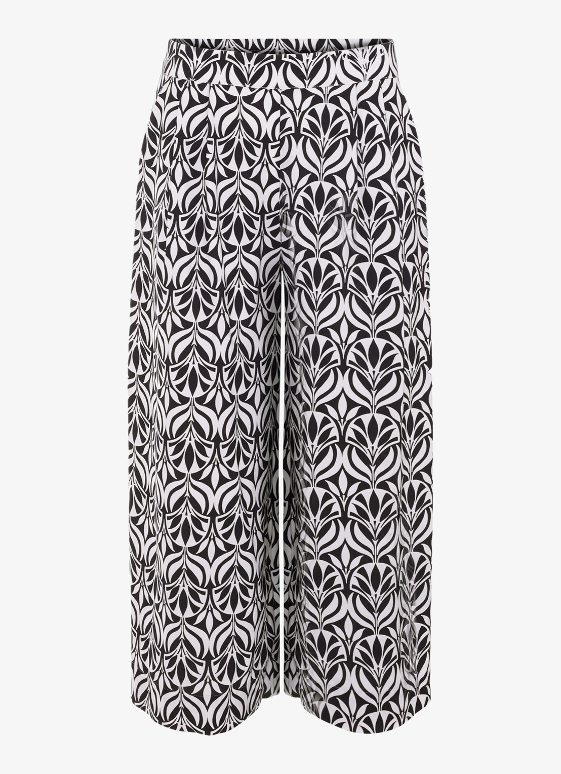 Phase Eight Josie mid waist wide fit broek met print - voorkant 5 zwart