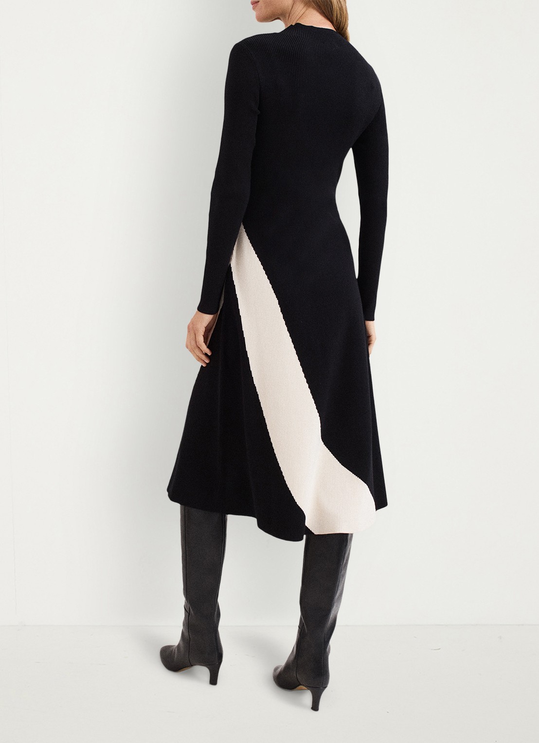 Phase Eight Julie midi jurk met gestreept detail - achterkant zwart