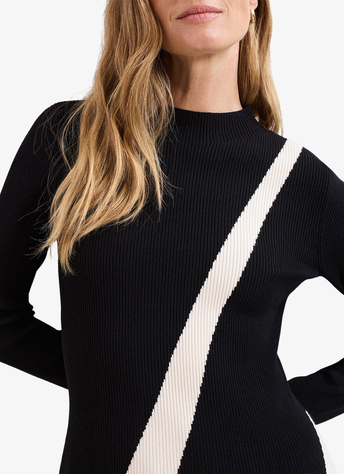 Phase Eight Julie midi jurk met gestreept detail - detail 5 zwart