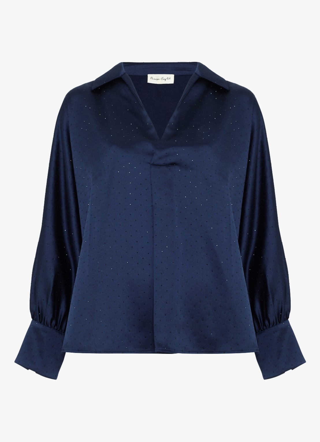 Phase Eight Juliette blouse met strass - voorkant 7 blauw