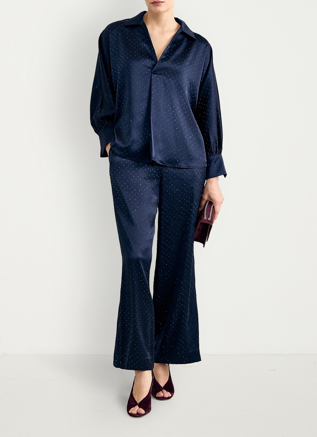Phase Eight Juliette blouse met strass - voorkant 8 blauw