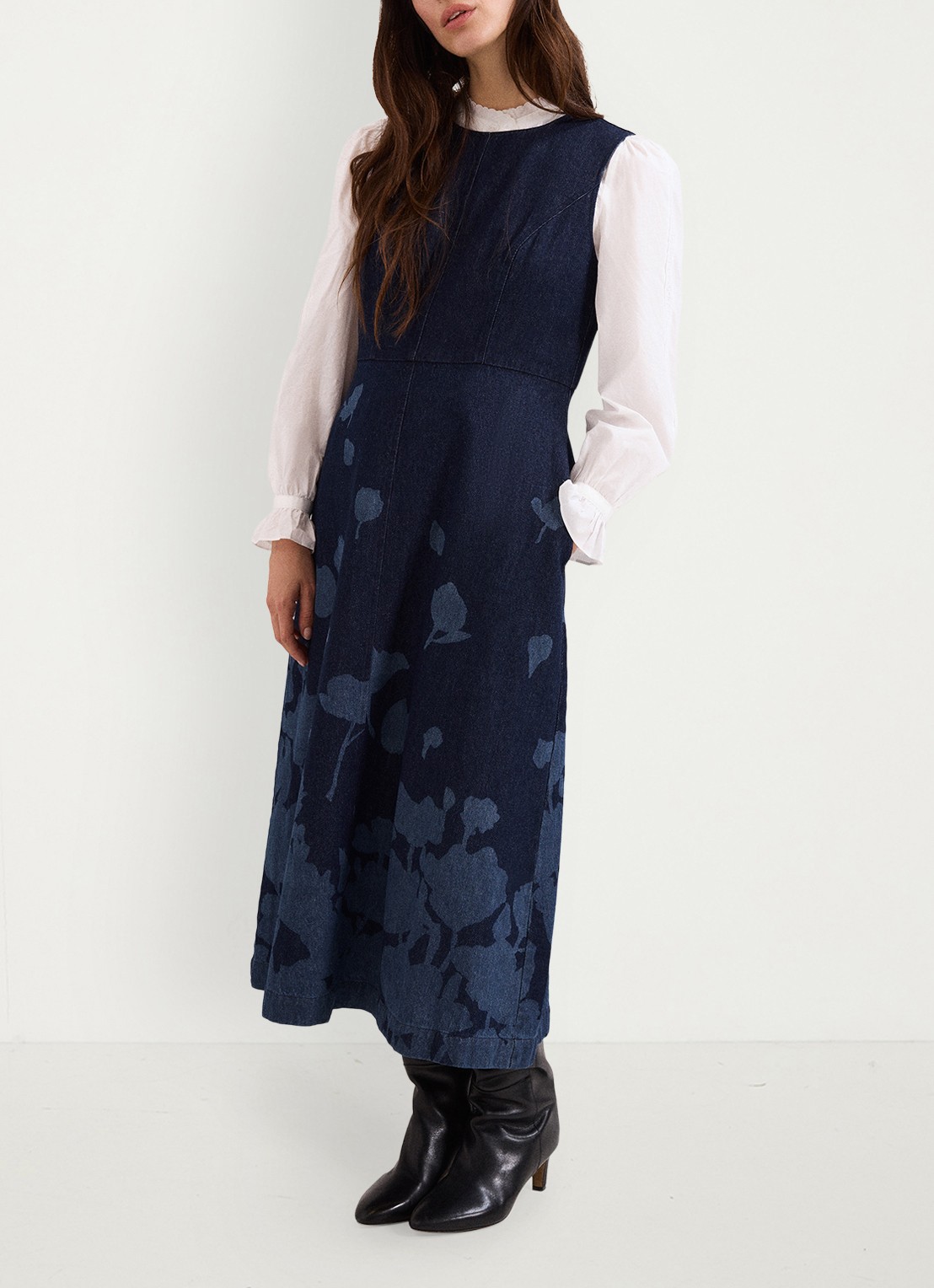 Phase Eight Juliette midi jurk met print en steekzakken - detail 7 denim