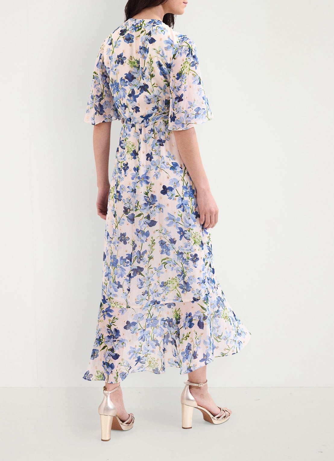 Phase Eight Juliette midi tuniekjurk met bloemenprint - achterkant 8 blauw