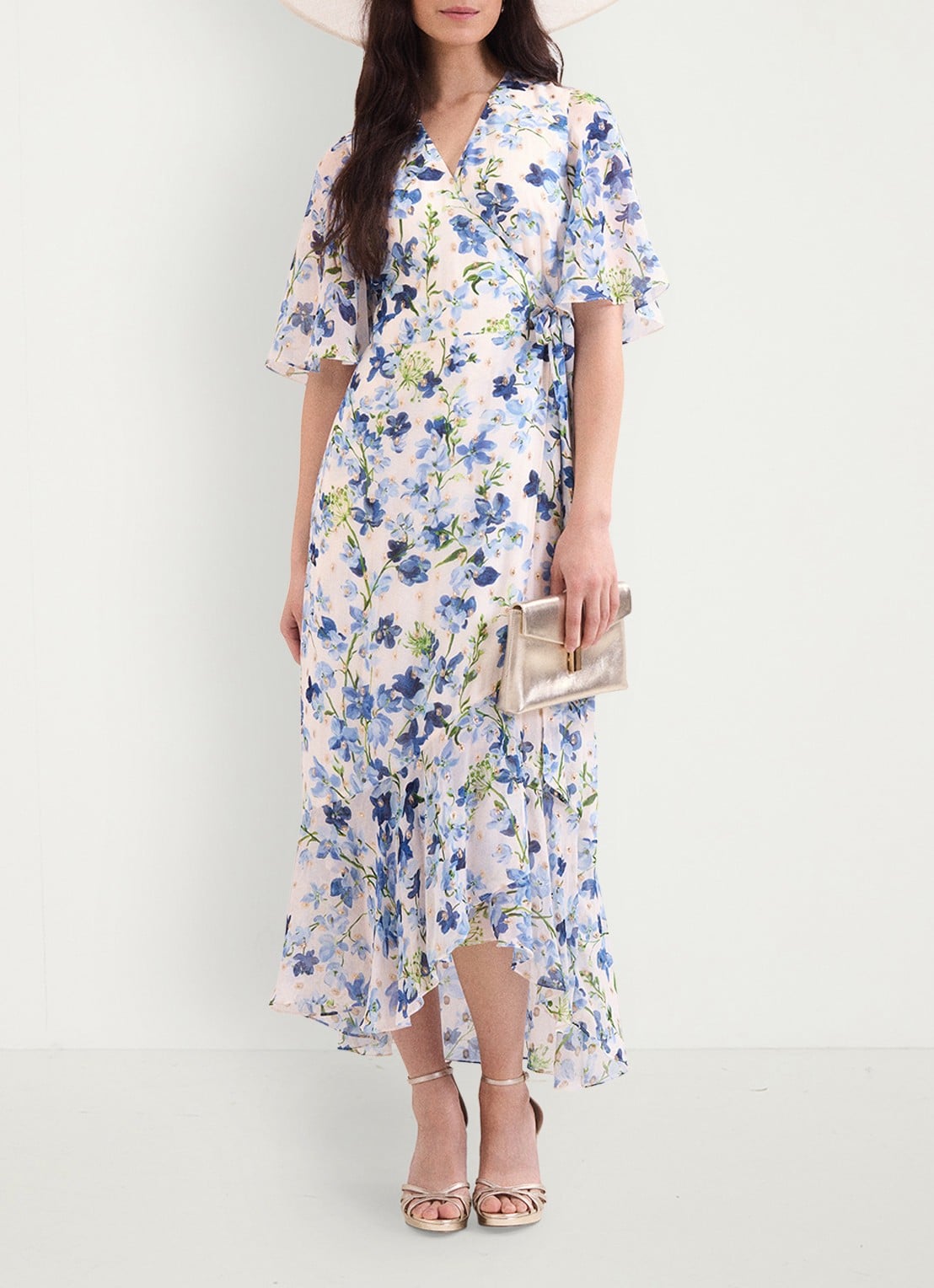 Phase Eight Juliette midi tuniekjurk met bloemenprint - voorkant 2 blauw