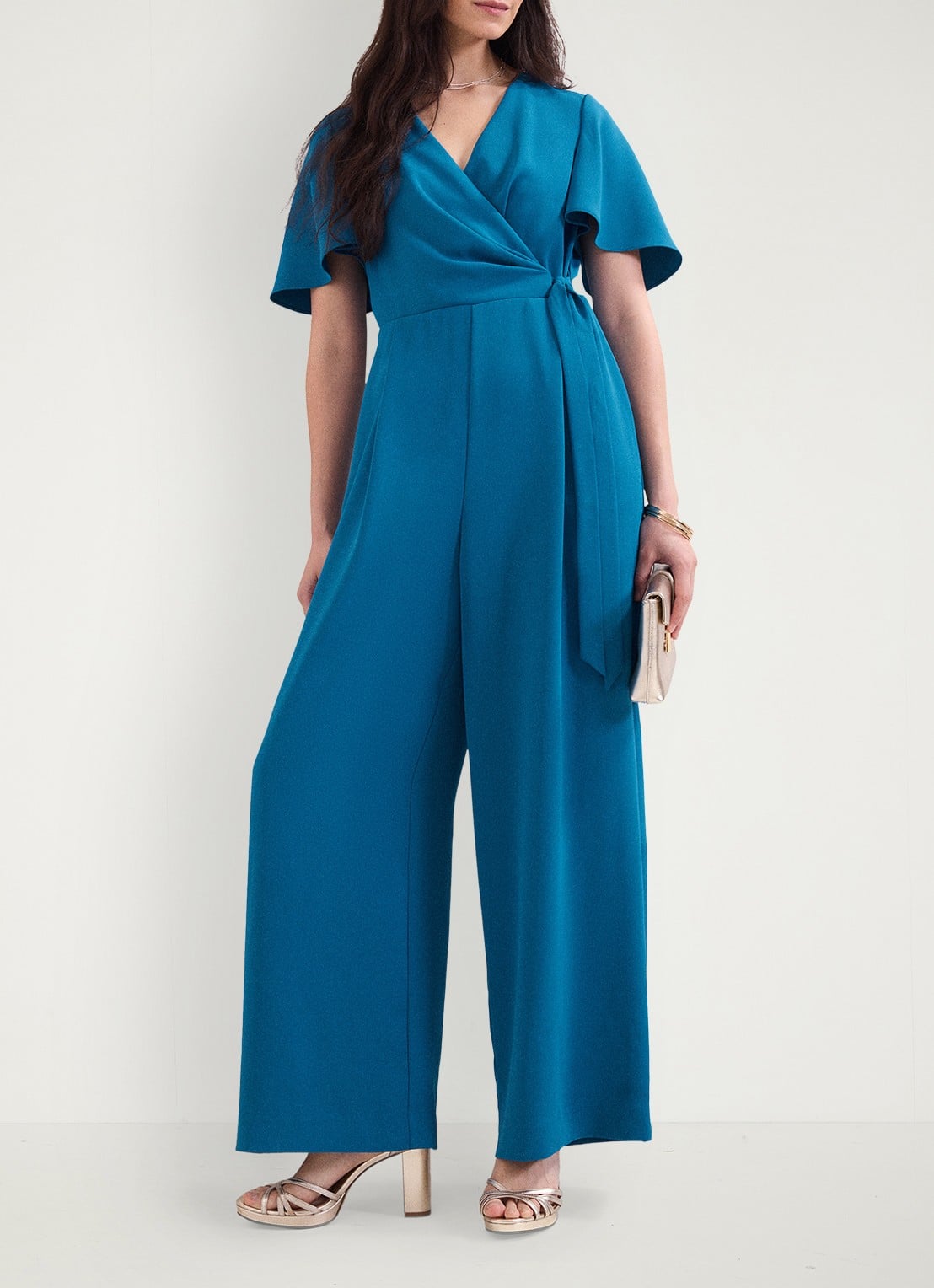 Phase Eight Julissa loose fit jumpsuit  - voorkant 3 blauw