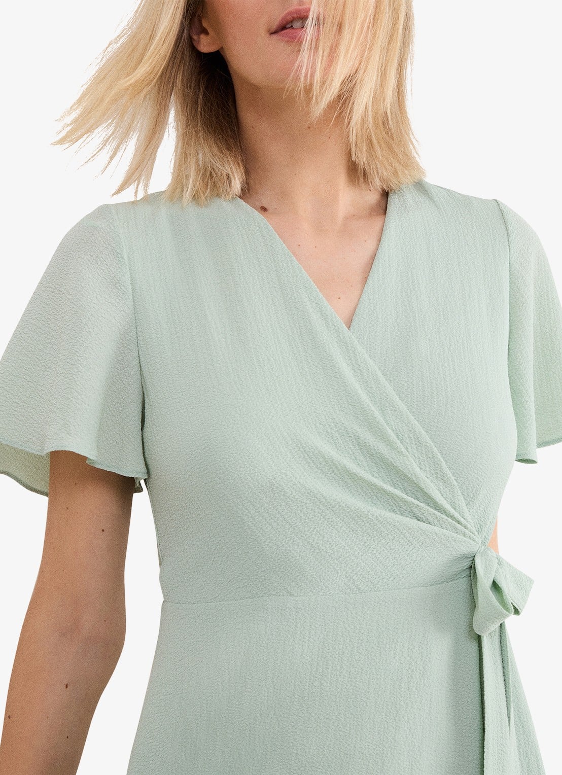 Phase Eight Julissa maxi wikkeljurk met vlindermouw - detail 3 lindegroen