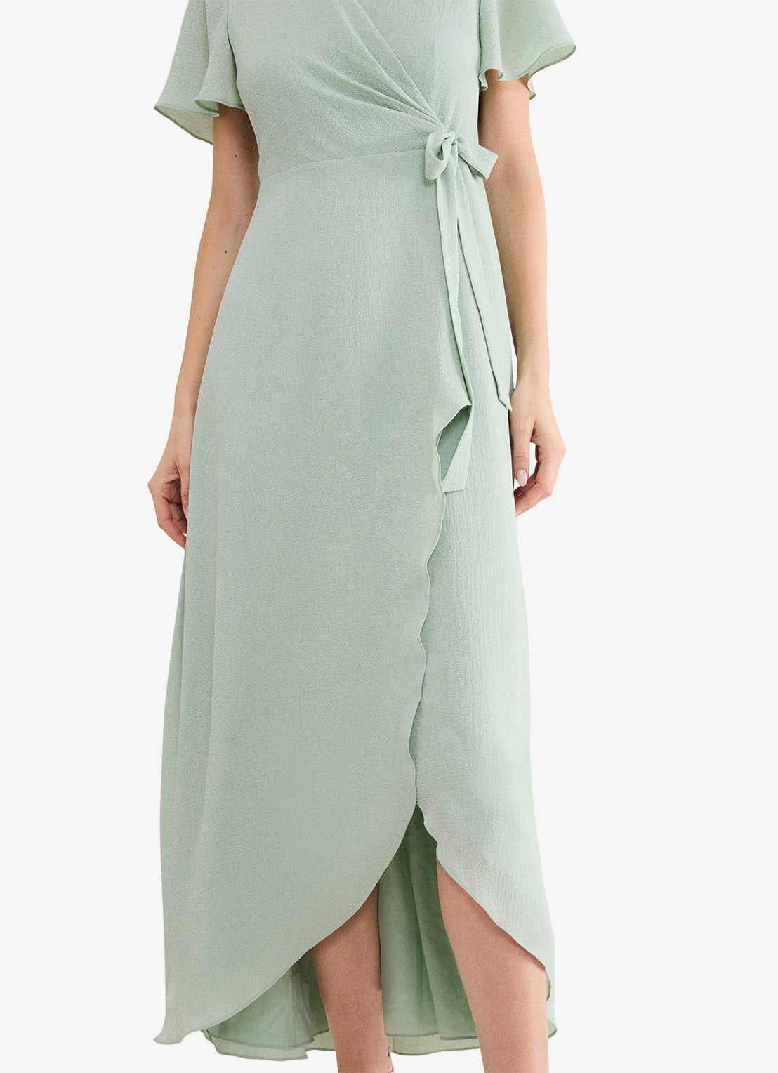Phase Eight Julissa maxi wikkeljurk met vlindermouw - detail 4 lindegroen