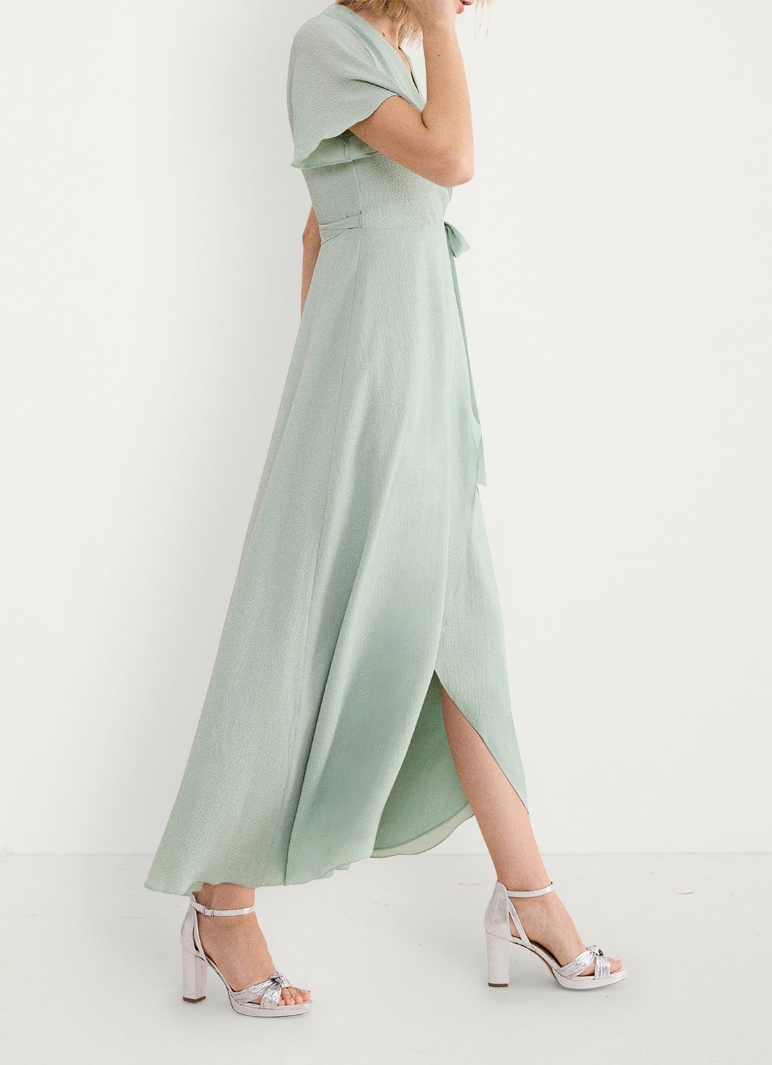 Phase Eight Julissa maxi wikkeljurk met vlindermouw - detail 5 lindegroen