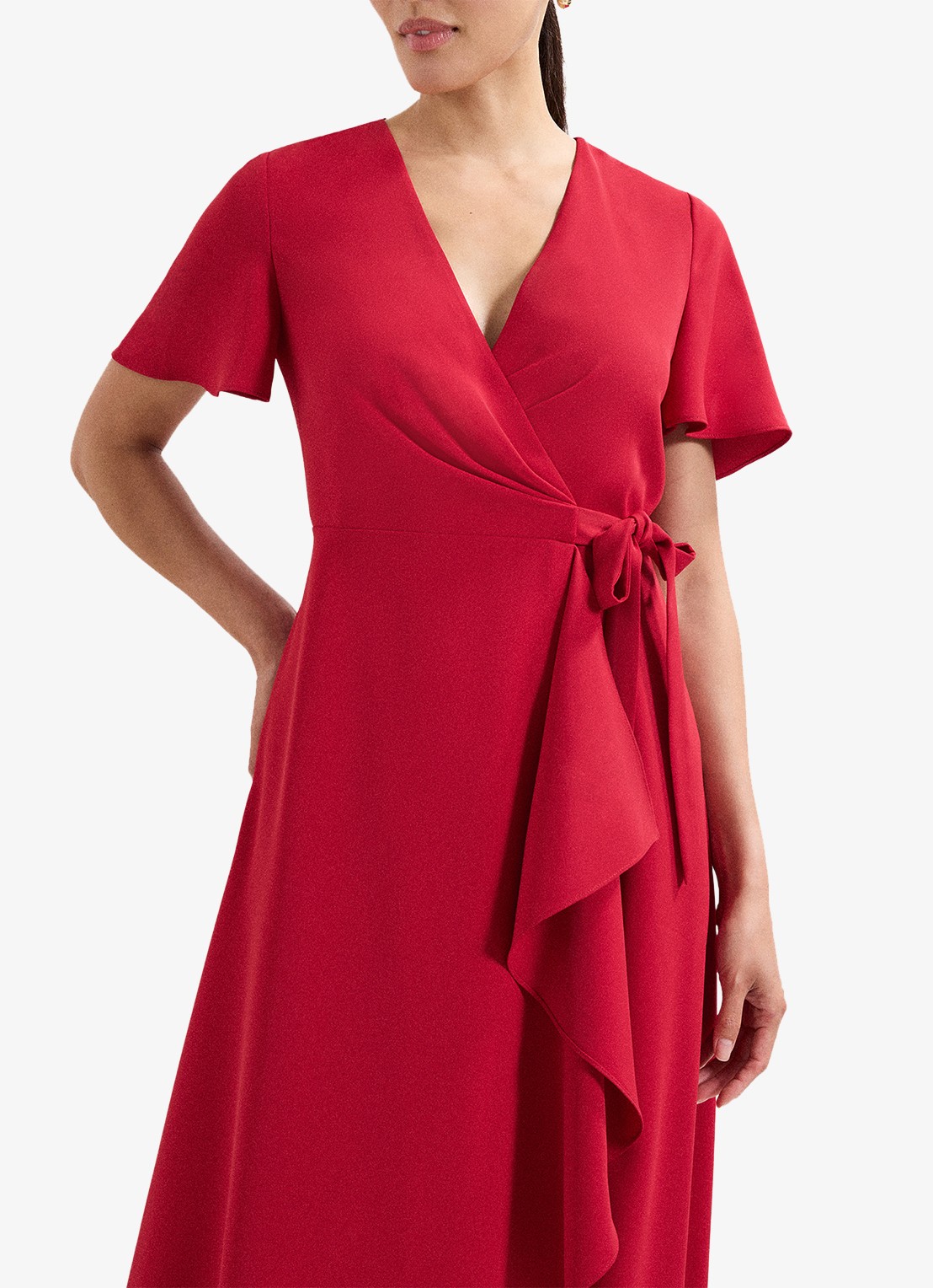 Phase Eight Julissa midi jurk met strikceintuur - detail 4 koraalrood