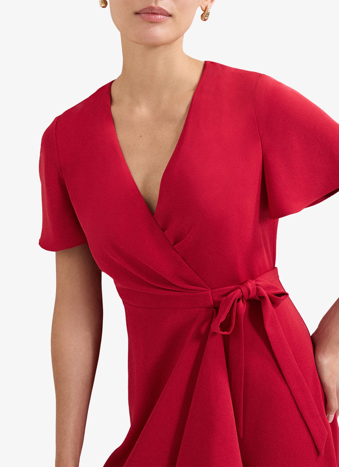 Phase Eight Julissa midi jurk met strikceintuur - detail 5 koraalrood