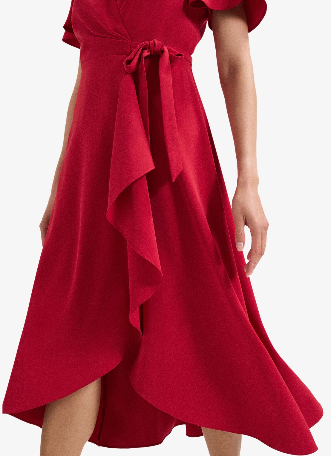 Phase Eight Julissa midi jurk met strikceintuur - detail 6 koraalrood