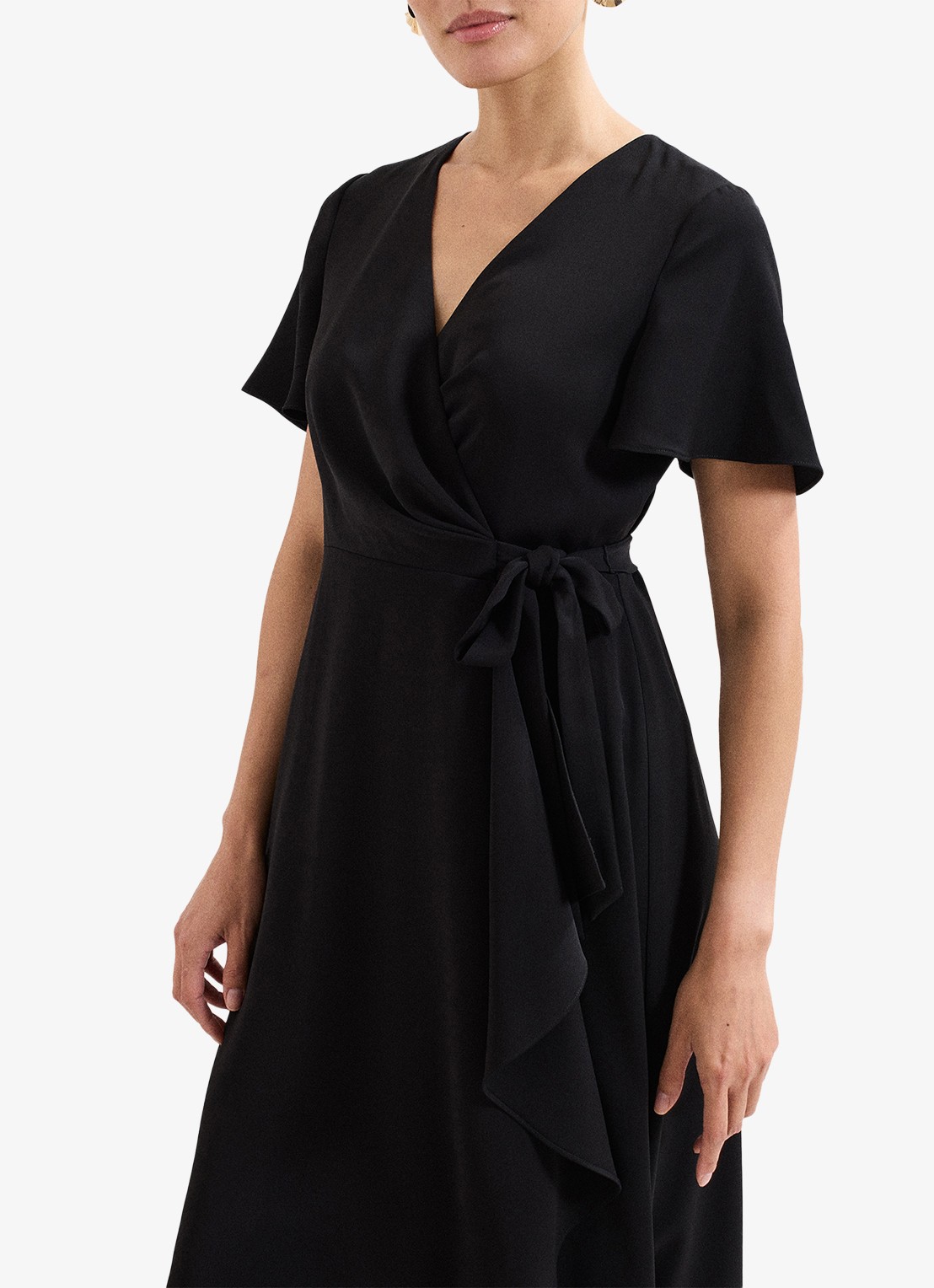 Phase Eight Julissa midi wikkeljurk met strikceintuur - detail zwart
