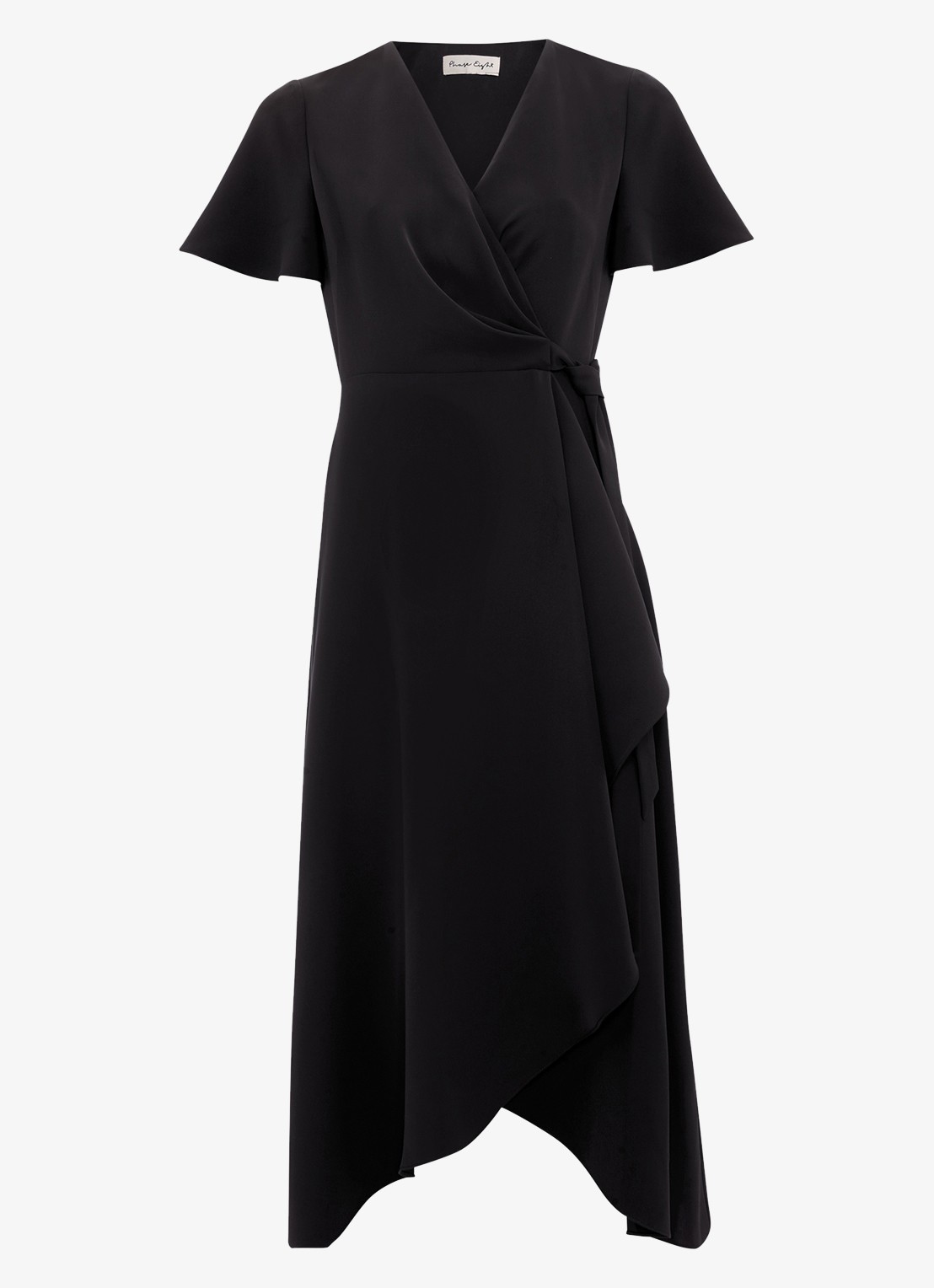 Phase Eight Julissa midi wikkeljurk met strikceintuur - voorkant 6 zwart