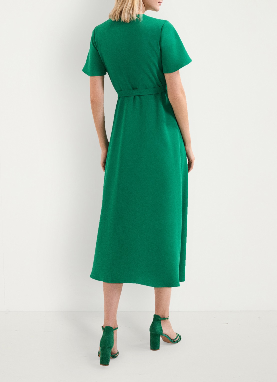 Phase Eight Julissa midi wikkeljurk met strikceintuur - achterkant 8 groen