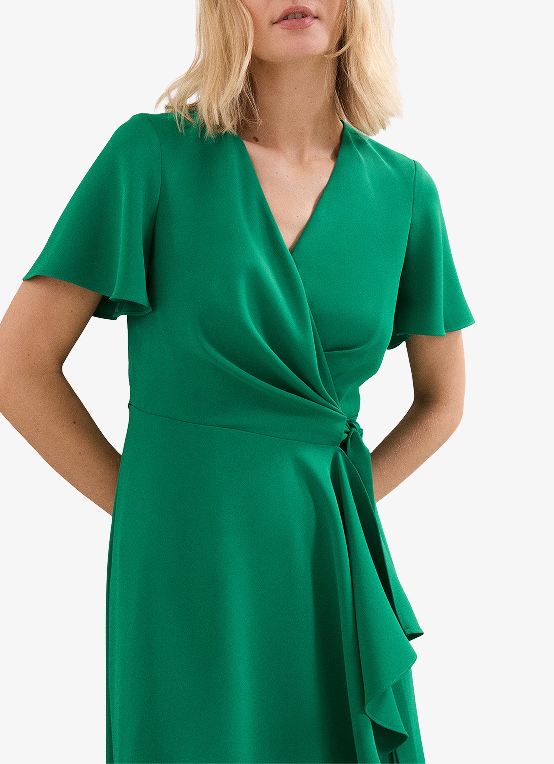 Phase Eight Julissa midi wikkeljurk met strikceintuur - detail 4 groen