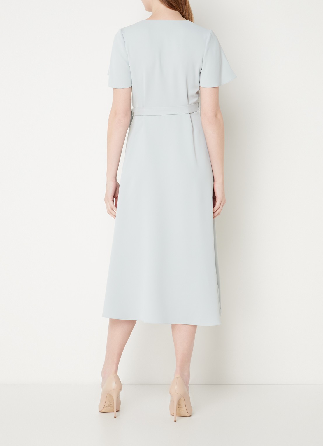 Phase Eight Julissa midi wikkeljurk met volant en strikceintuur - achterkant 4 mint
