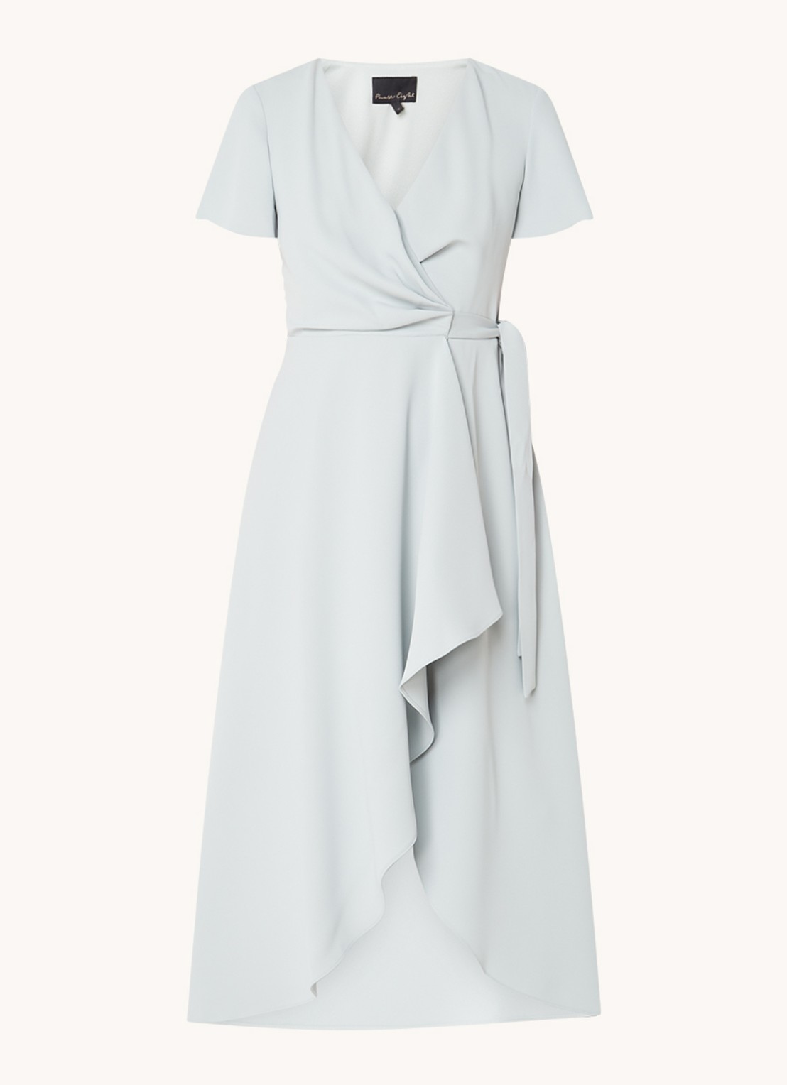 Phase Eight Julissa midi wikkeljurk met volant en strikceintuur - voorkant mint