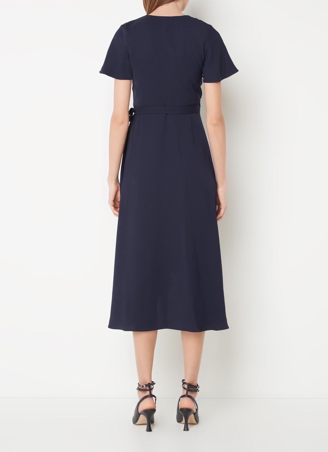 Phase Eight Julissa midi wikkeljurk met volant - achterkant 4 donkerblauw