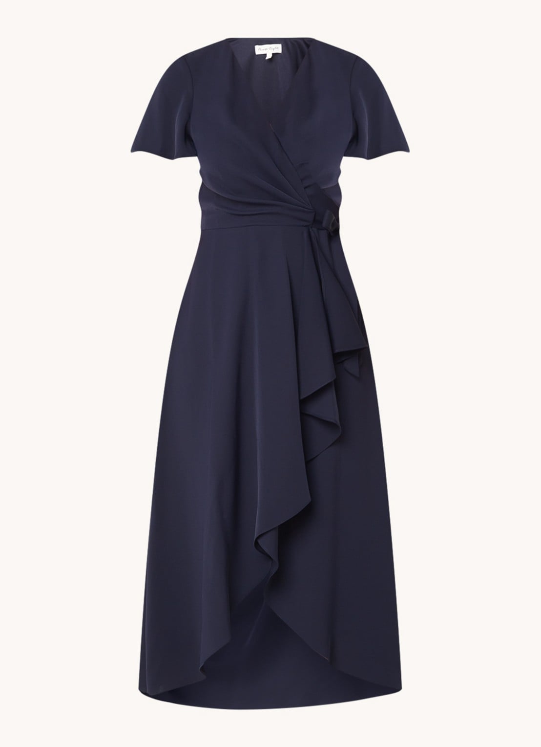 Phase Eight Julissa midi wikkeljurk met volant - voorkant 2 donkerblauw