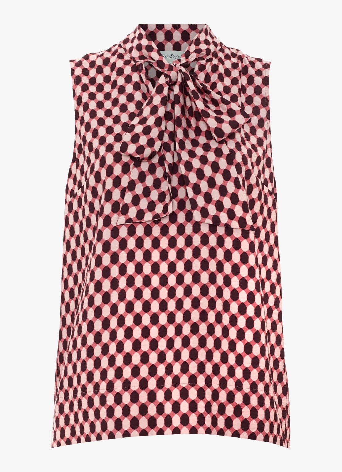 Phase Eight Junie mouwloze top met sjaalkraag en grafische print - voorkant 6 roze