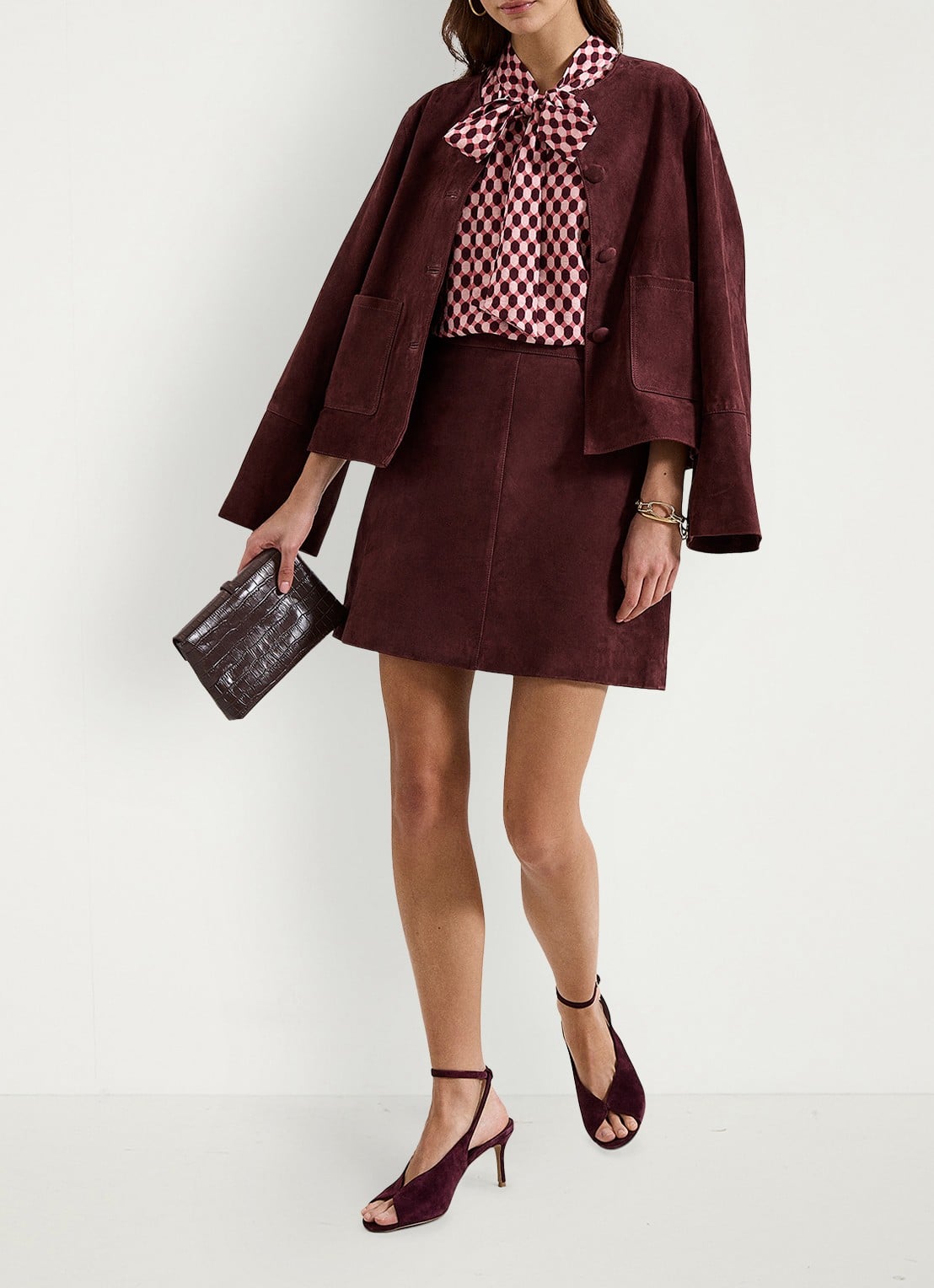 Phase Eight Junie mouwloze top met sjaalkraag en grafische print - voorkant 7 roze