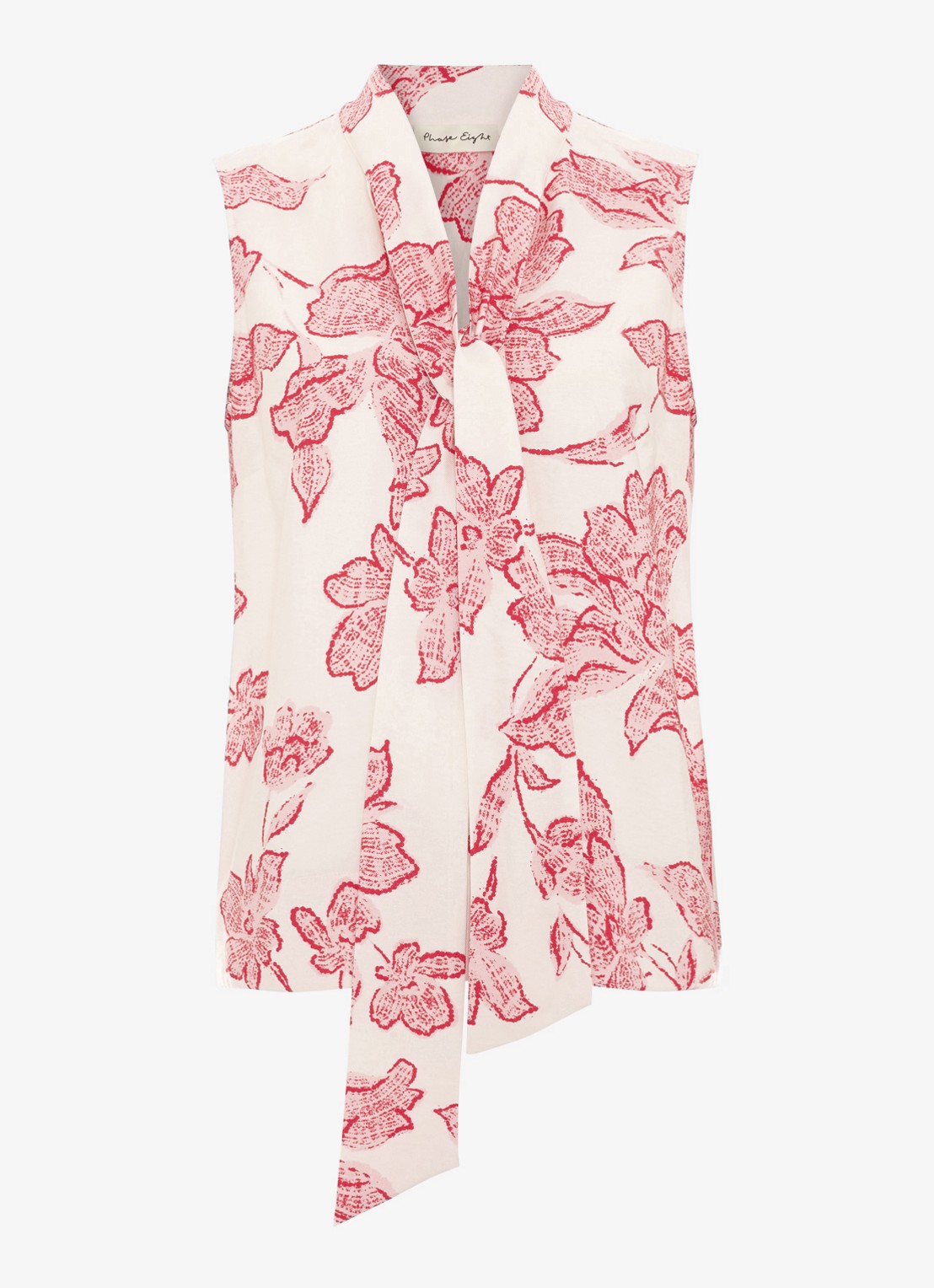 Phase Eight Junie top met sjaalkraag en bloemenprint - voorkant rood
