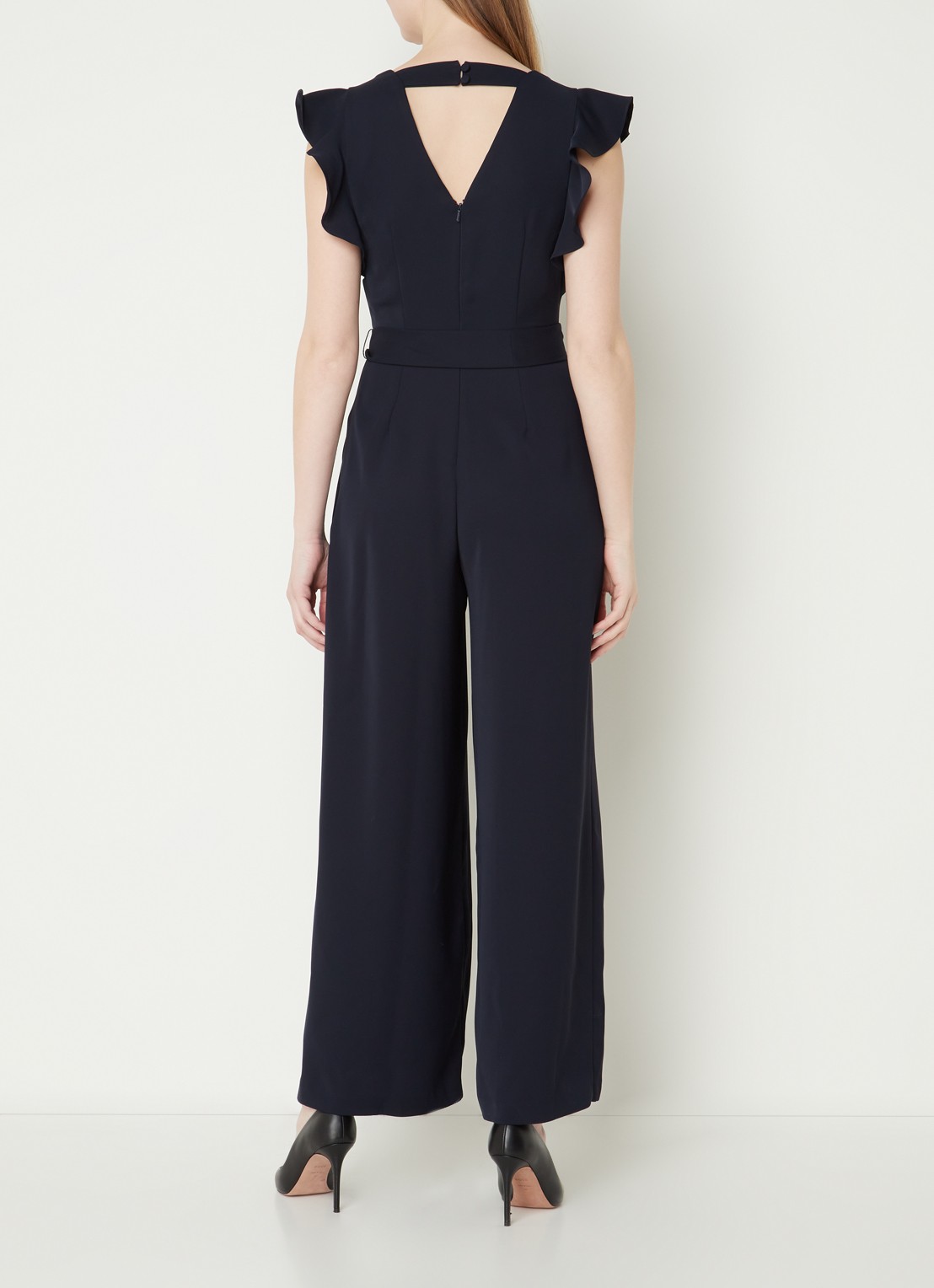 Phase Eight Kallie wide fit jumpsuit met strikceintuur - achterkant aquablauw