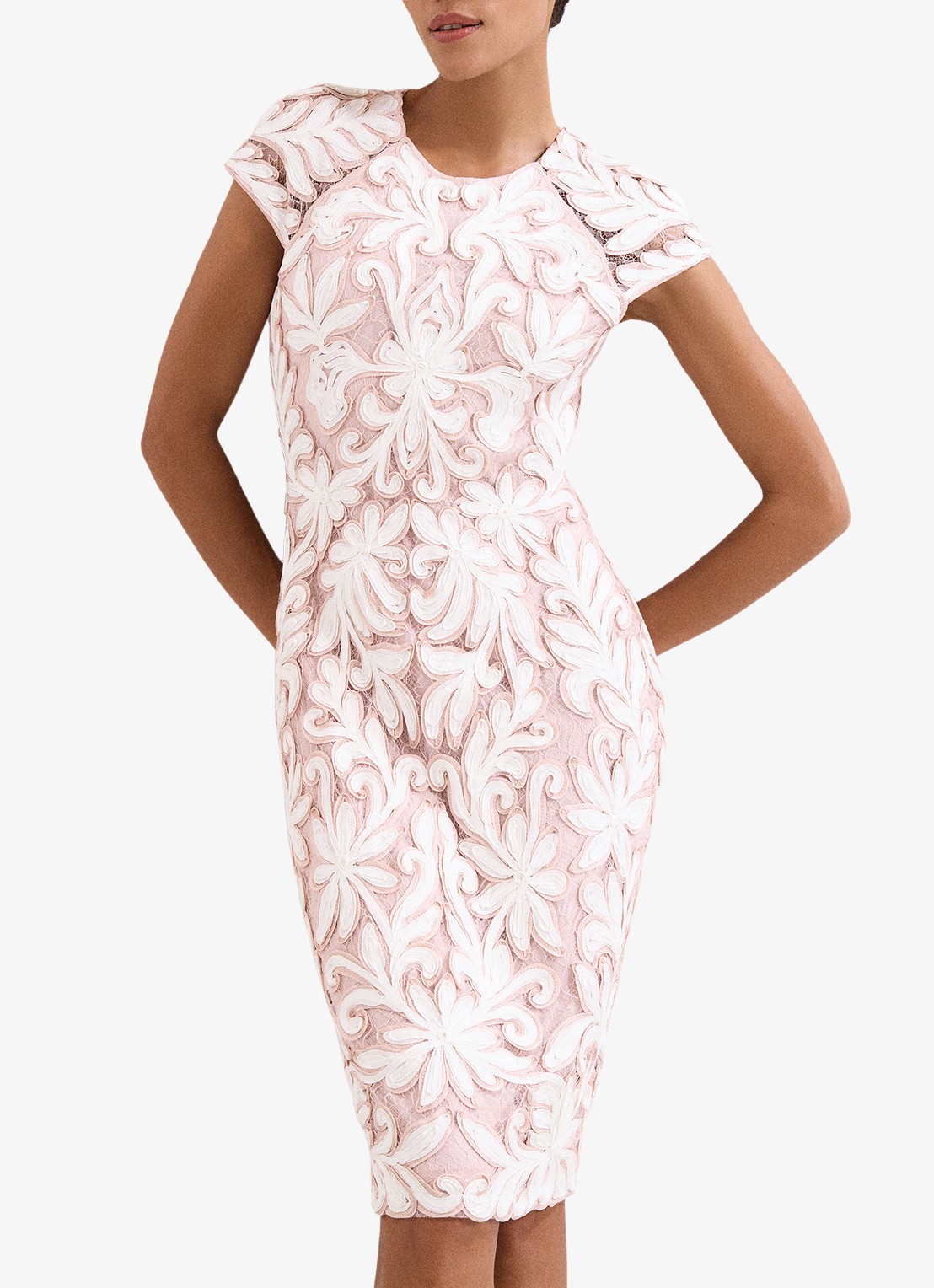 Phase Eight Karima mini jurk met borduring - detail oudroze