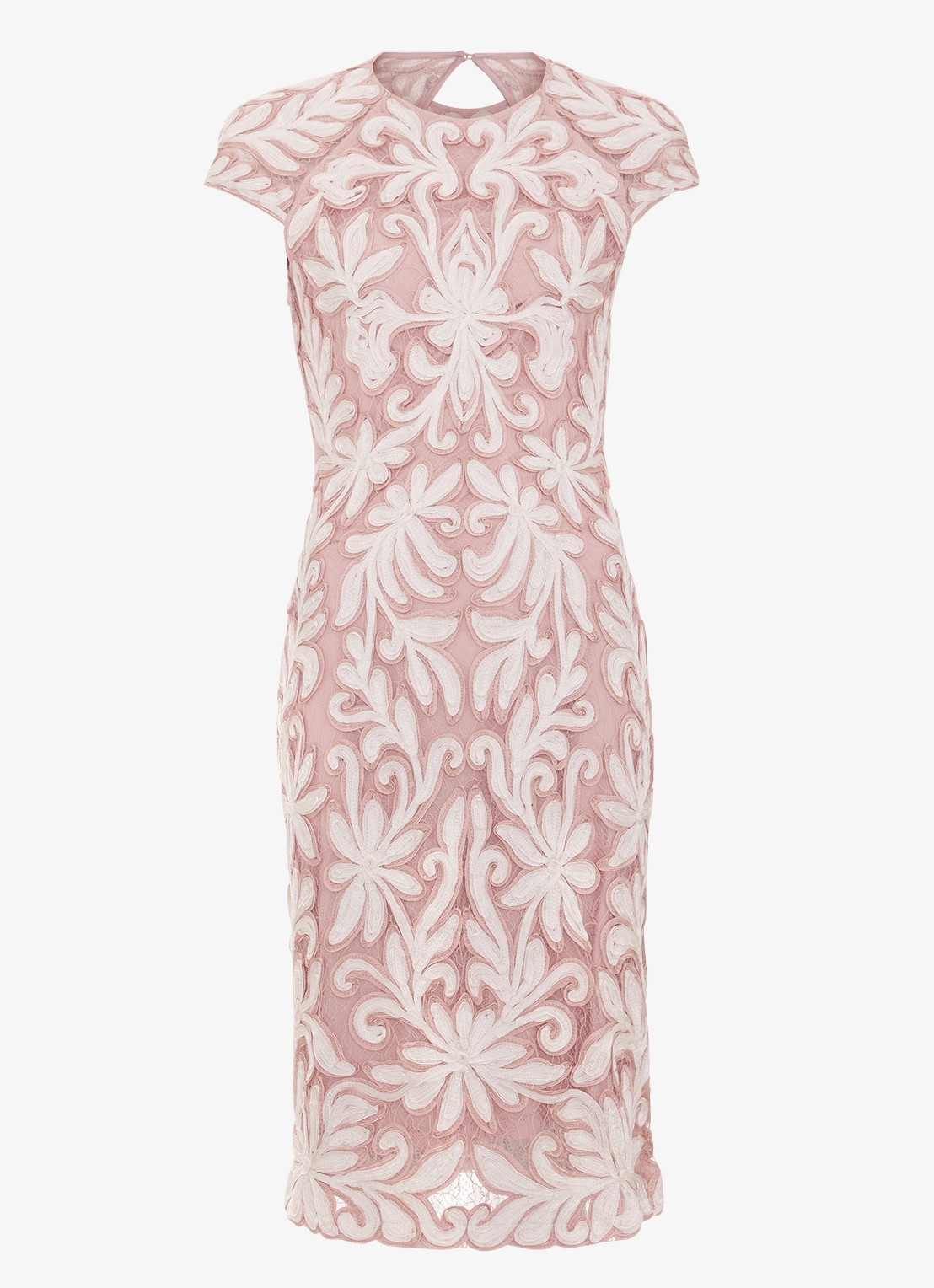 Phase Eight Karima mini jurk met borduring - voorkant 6 oudroze
