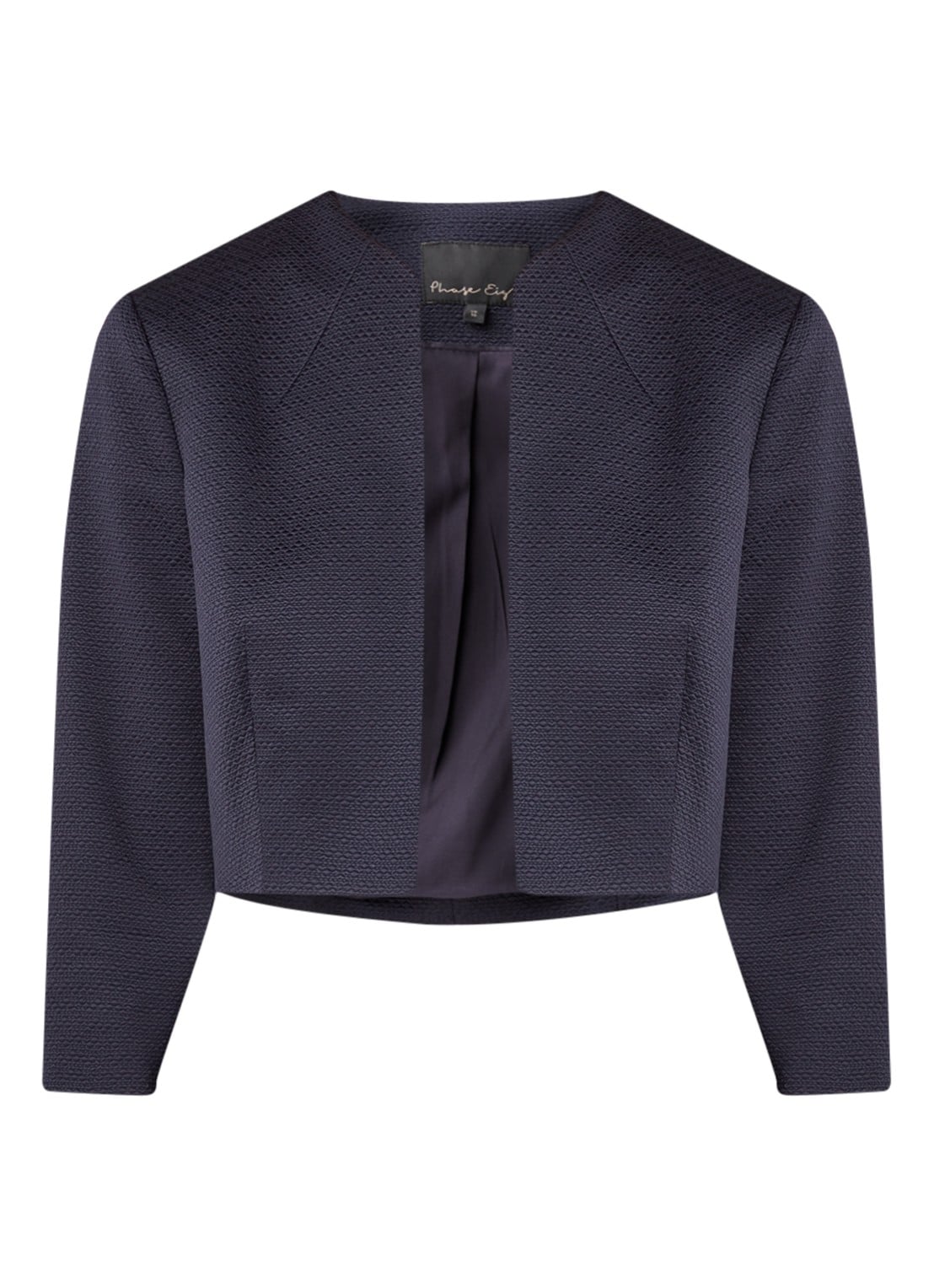Phase Eight Karlee cropped blazer met structuur - voorkant 2 donkerblauw