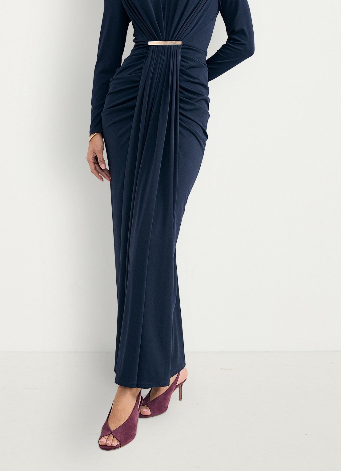 Phase Eight Katharine gedrapeerde maxi jurk  - detail 3 blauw