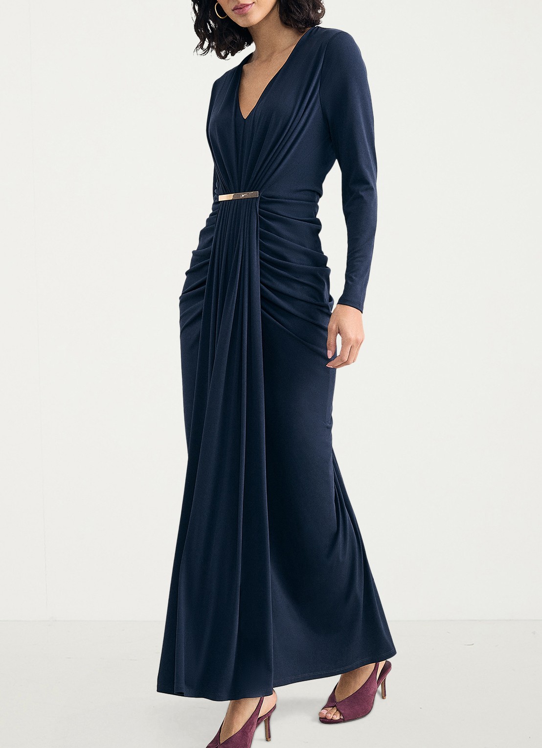 Phase Eight Katharine gedrapeerde maxi jurk  - detail 4 blauw