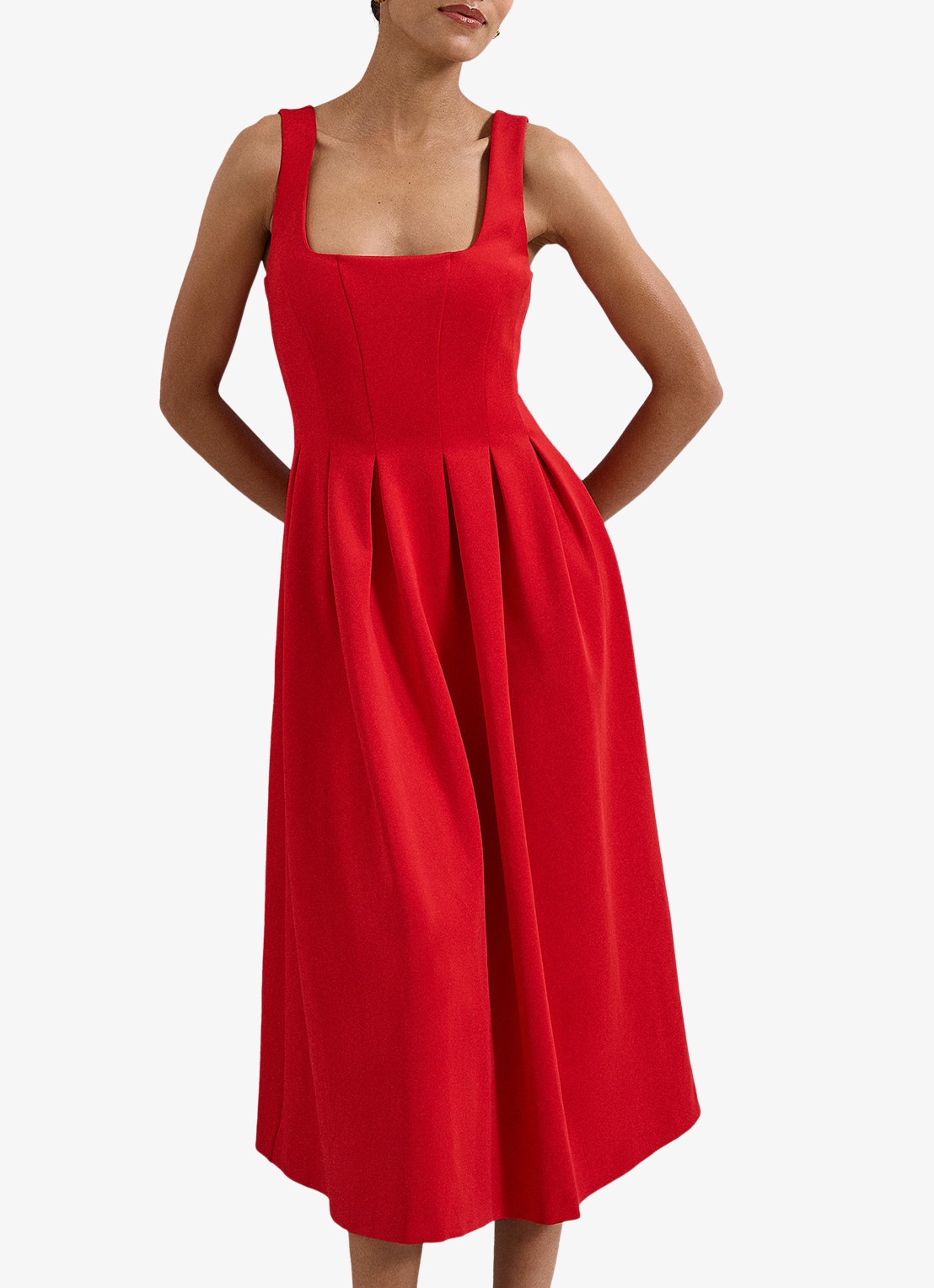 Phase Eight Katie midi jurk met plooien - detail rood